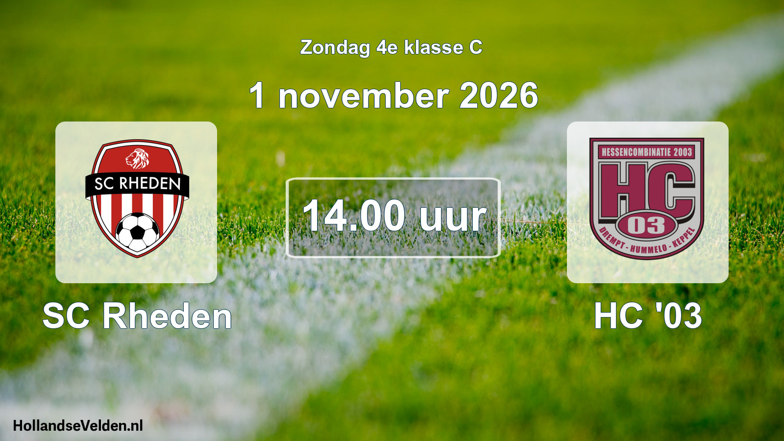 Geplande wedstrijd: SC Rheden - HC '03 (1 november 2026)