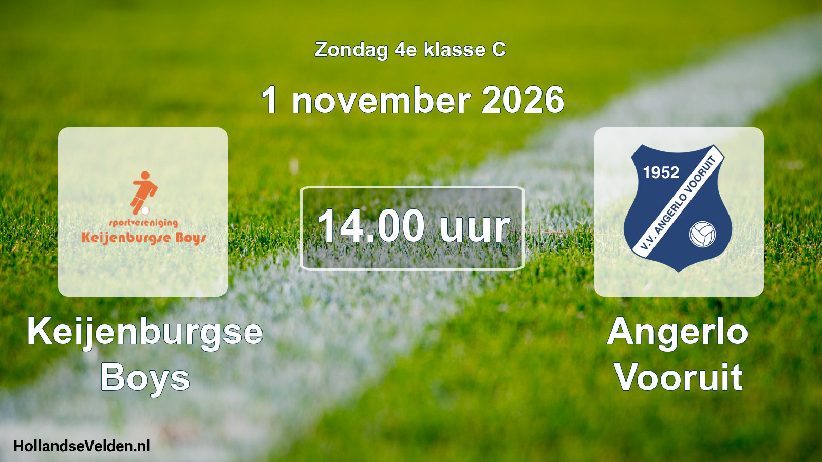 Geplande wedstrijd: Keijenburgse Boys - Angerlo Vooruit (1 november 2026)