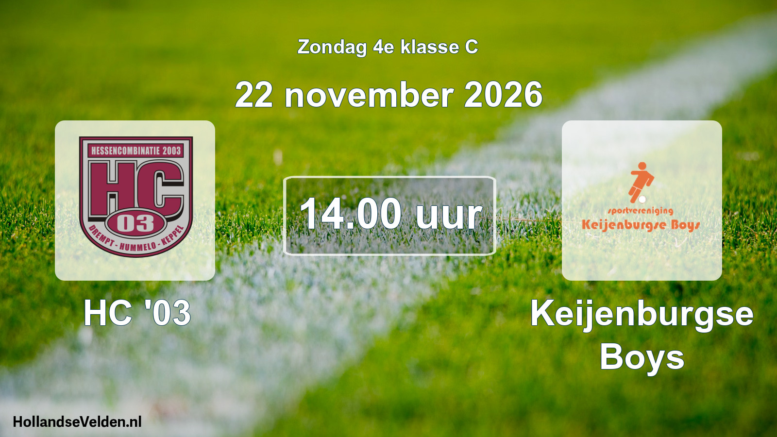 Geplande wedstrijd: HC '03 - Keijenburgse Boys (22 november 2026)