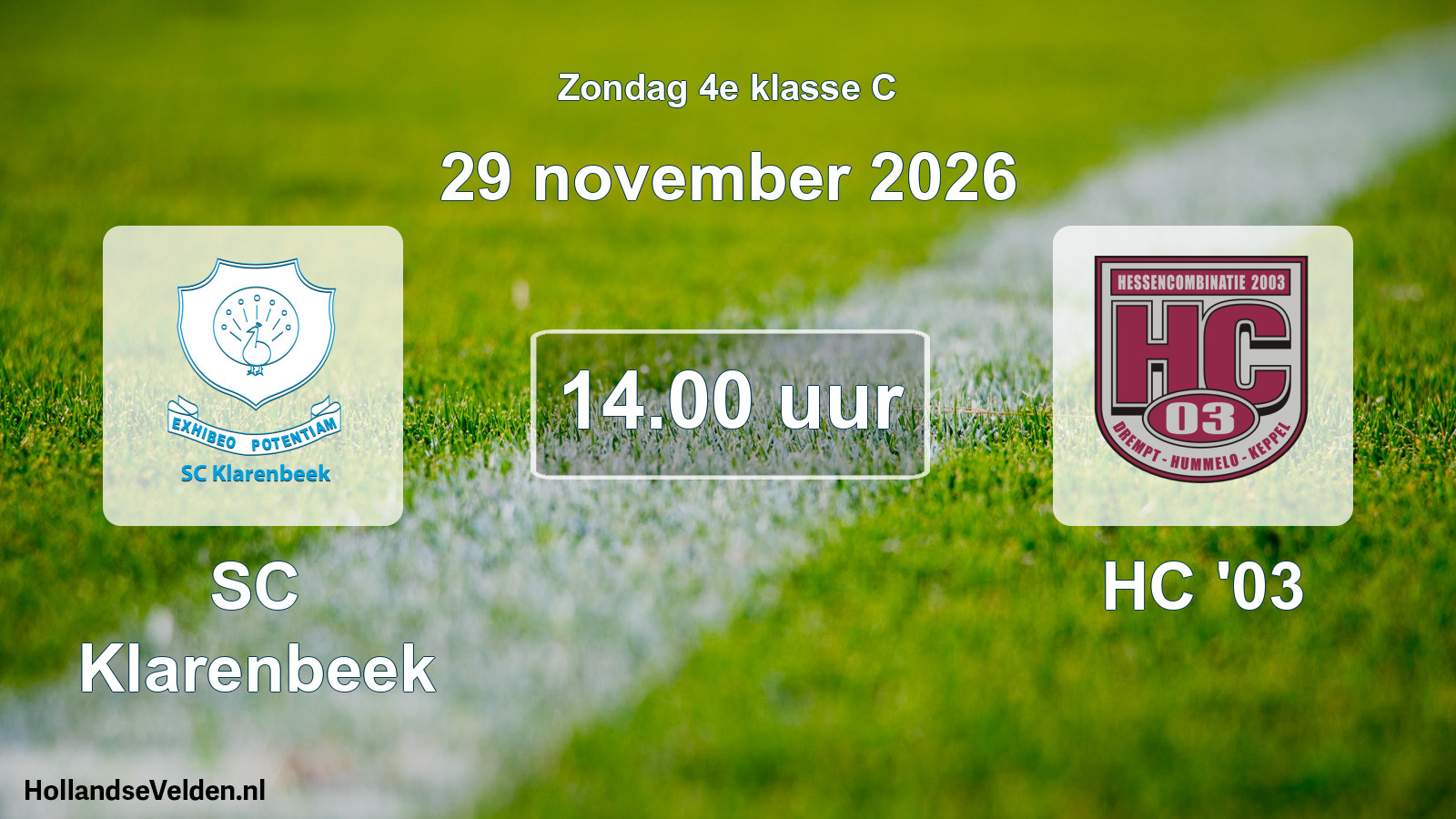 Geplande wedstrijd: SC Klarenbeek - HC '03 (29 november 2026)