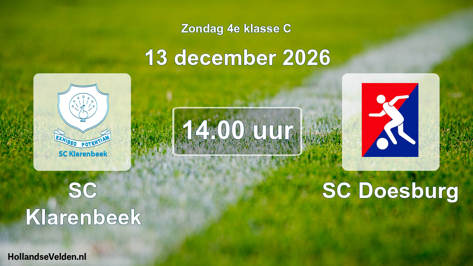 Geplande wedstrijd: SC Klarenbeek - SC Doesburg (13 december 2026)