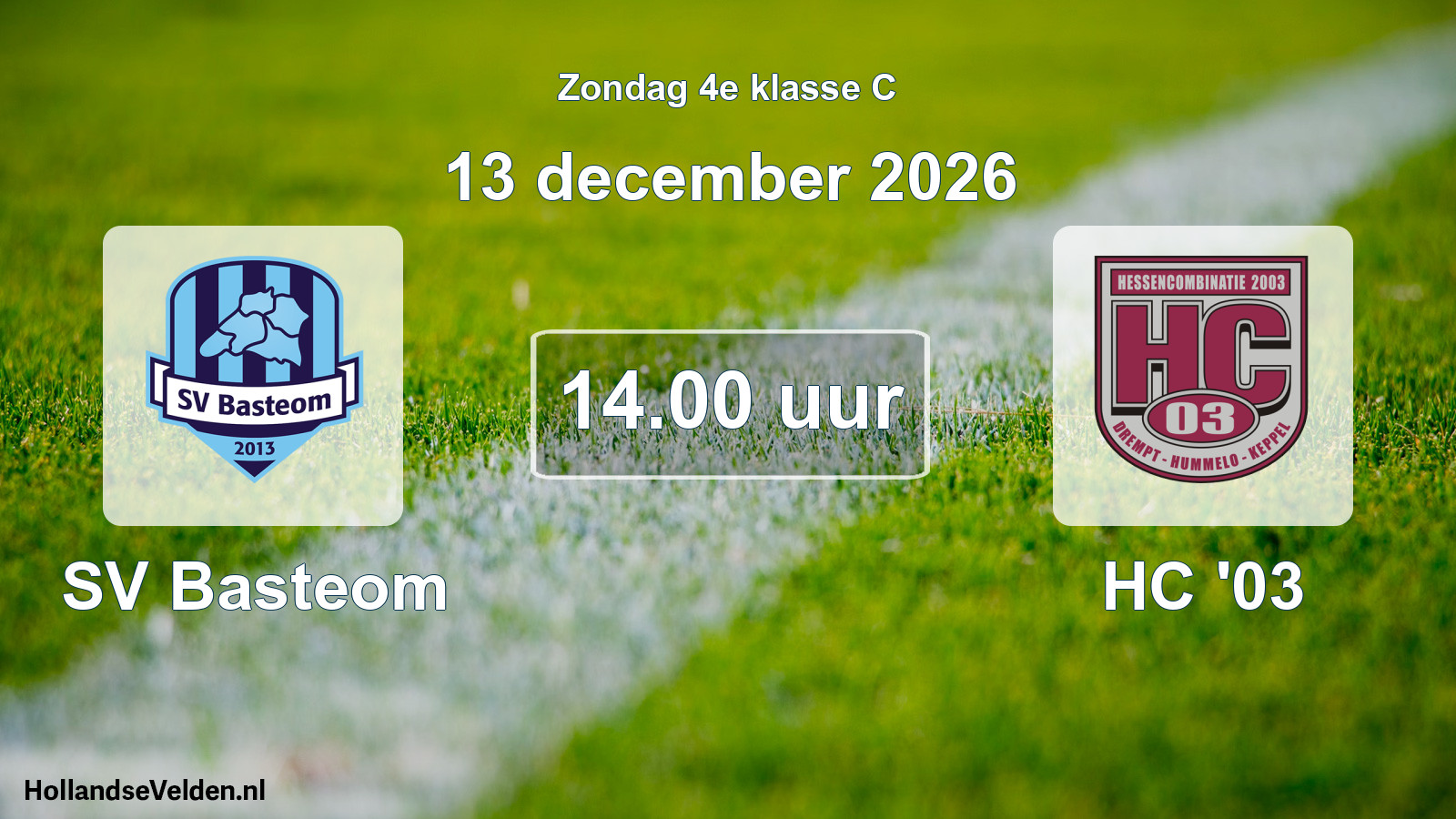 Geplande wedstrijd: SV Basteom - HC '03 (13 december 2026)