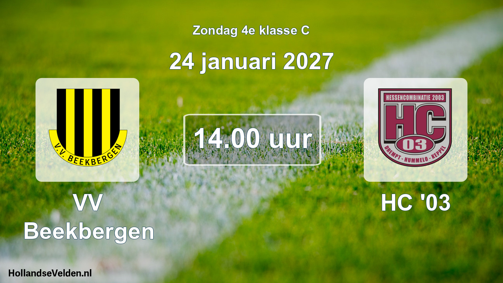 Geplande wedstrijd: VV Beekbergen - HC '03 (24 januari 2027)