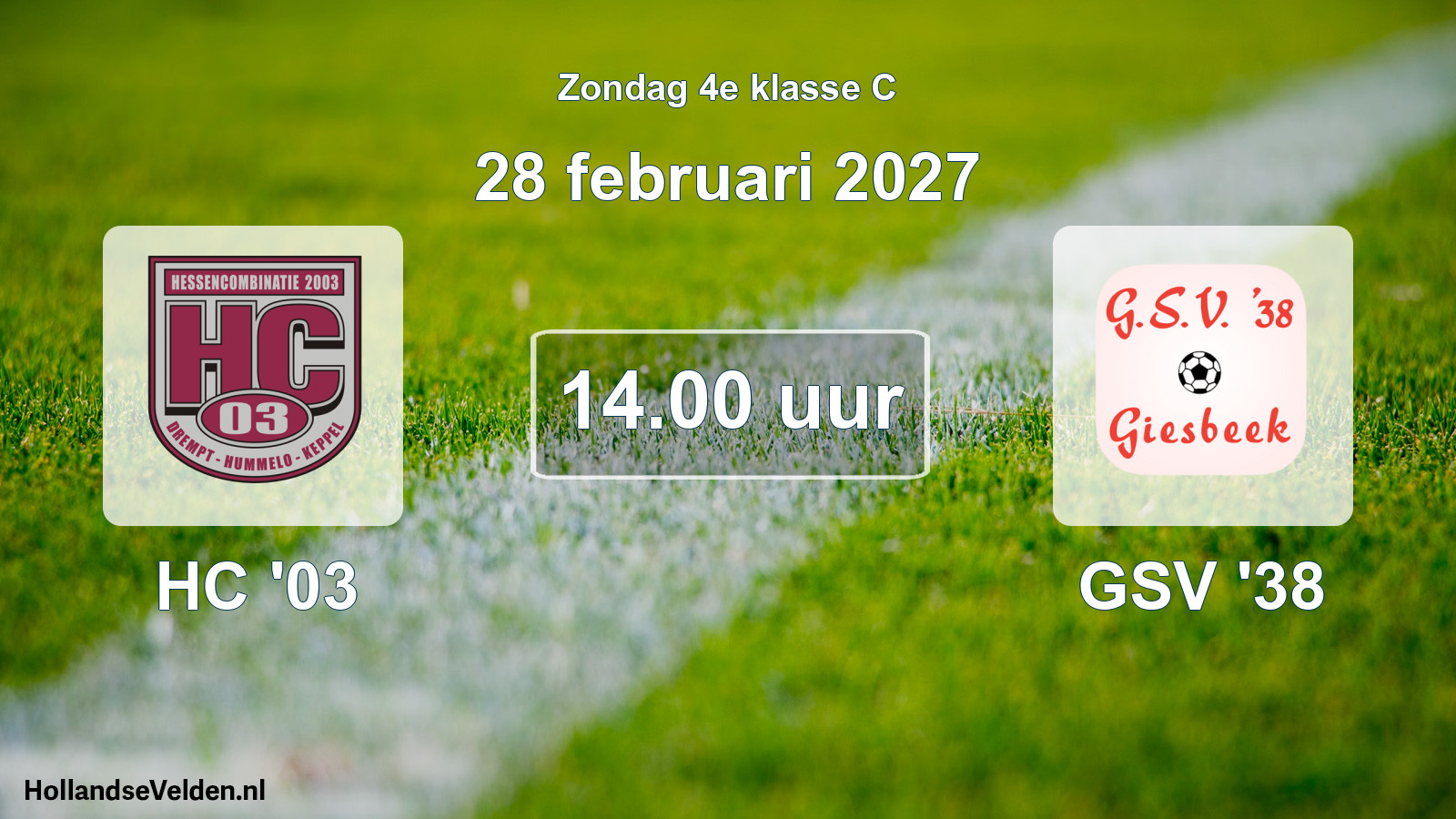 Geplande wedstrijd: HC '03 - GSV '38 (28 februari 2027)