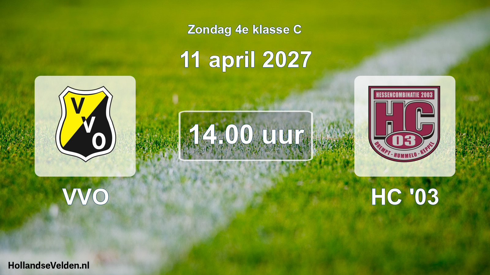 Geplande wedstrijd: VVO - HC '03 (11 april 2027)