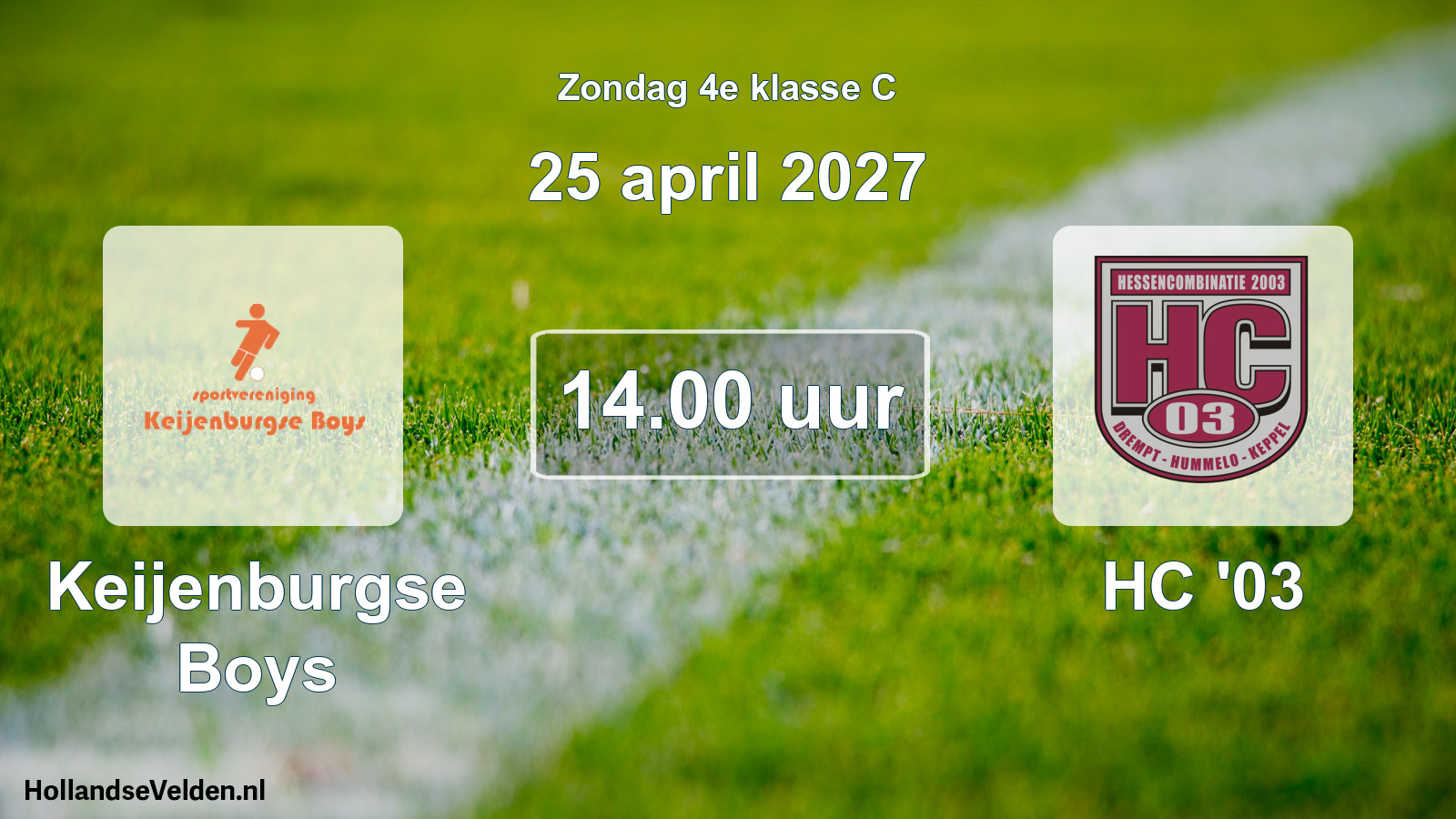 Geplande wedstrijd: Keijenburgse Boys - HC '03 (25 april 2027)