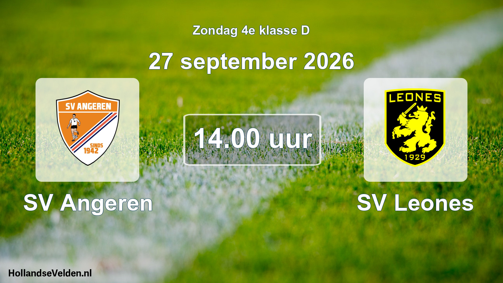 Geplande wedstrijd: SV Angeren - SV Leones (27 september 2026)