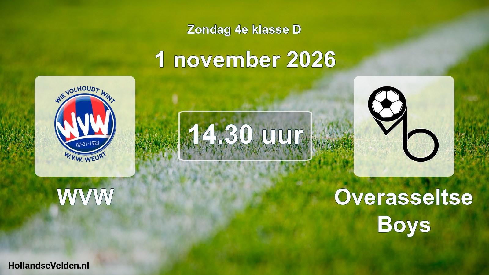 Geplande wedstrijd: WVW - Overasseltse Boys (1 november 2026)