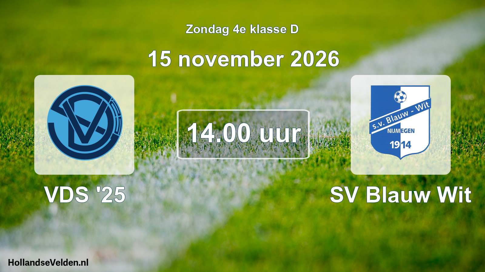 Geplande wedstrijd: VDS '25 - SV Blauw Wit (15 november 2026)