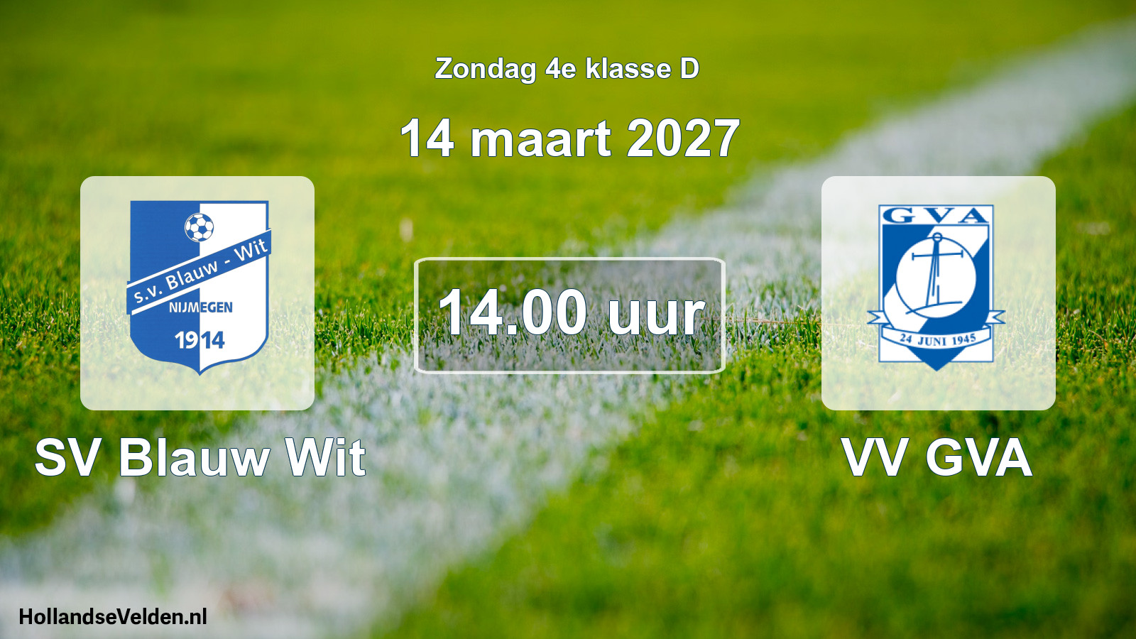 Geplande wedstrijd: SV Blauw Wit - VV GVA (14 maart 2027)