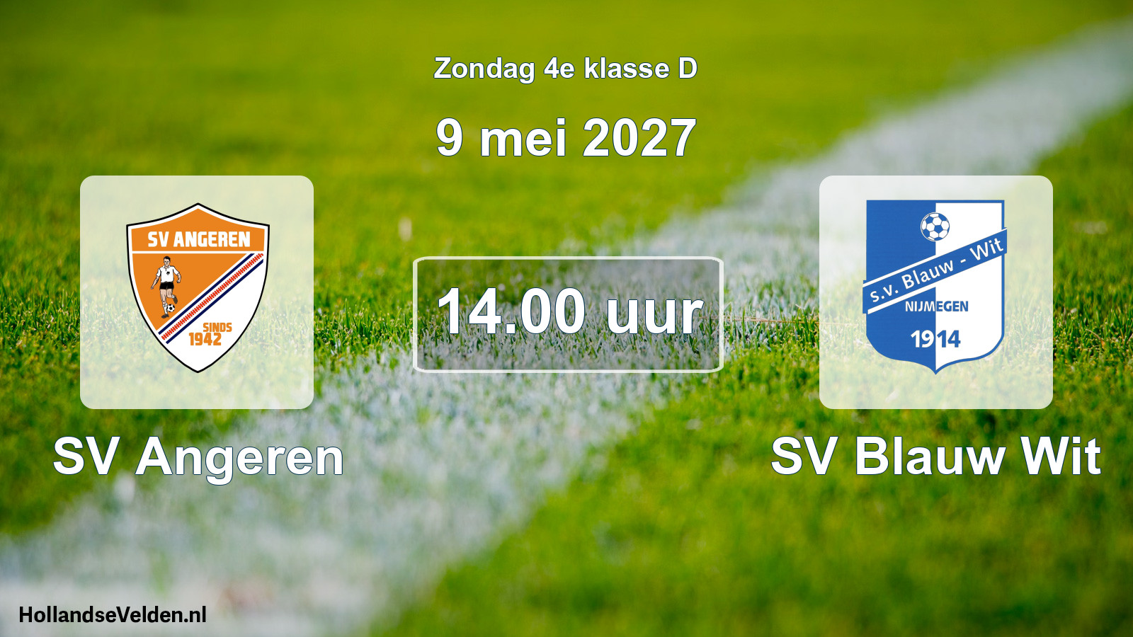 Geplande wedstrijd: SV Angeren - SV Blauw Wit (9 mei 2027)