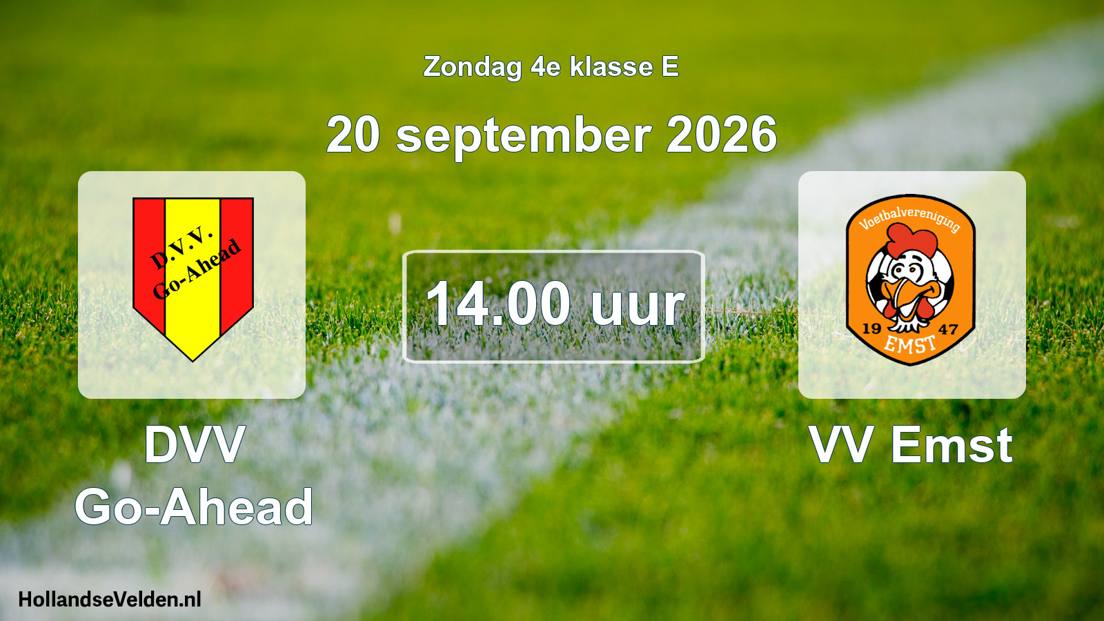 Geplande wedstrijd: DVV Go-Ahead - VV Emst (20 september 2026)