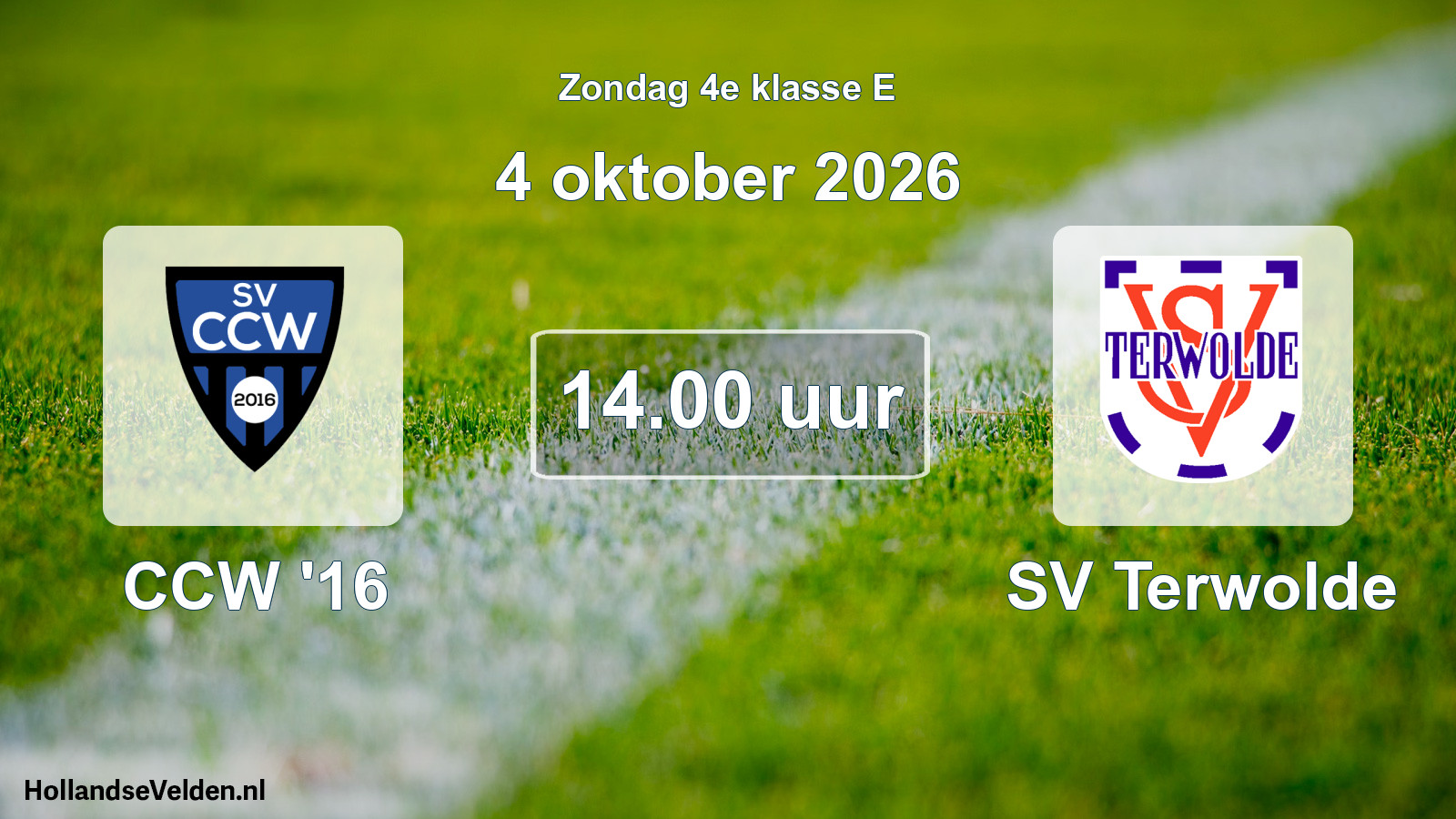 Geplande wedstrijd: CCW '16 - SV Terwolde (4 oktober 2026)