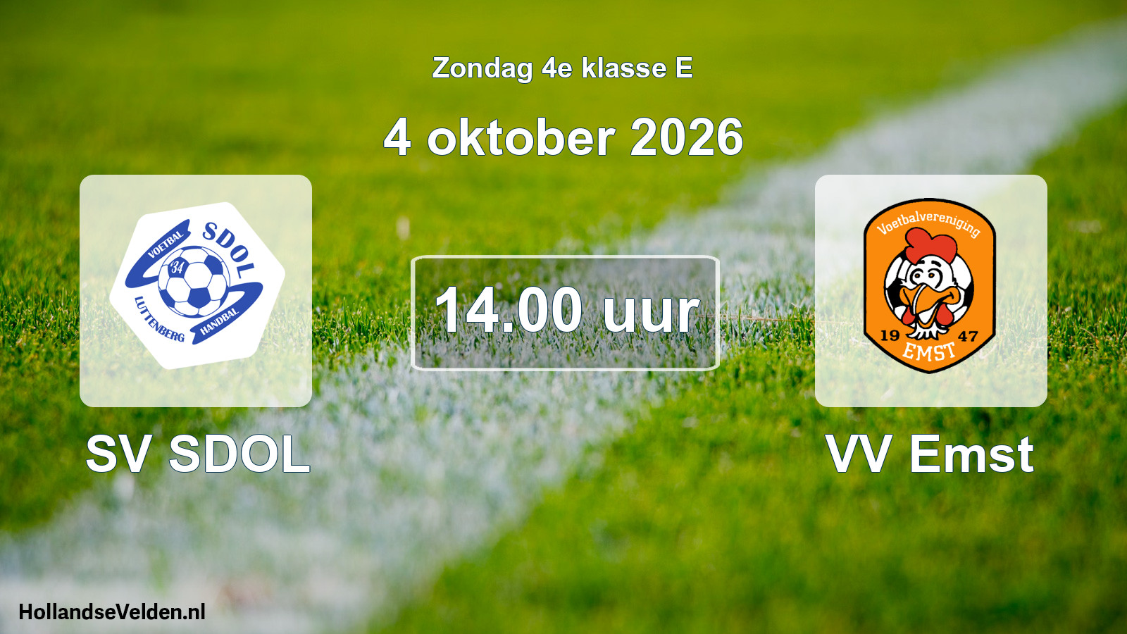 Geplande wedstrijd: SV SDOL - VV Emst (4 oktober 2026)