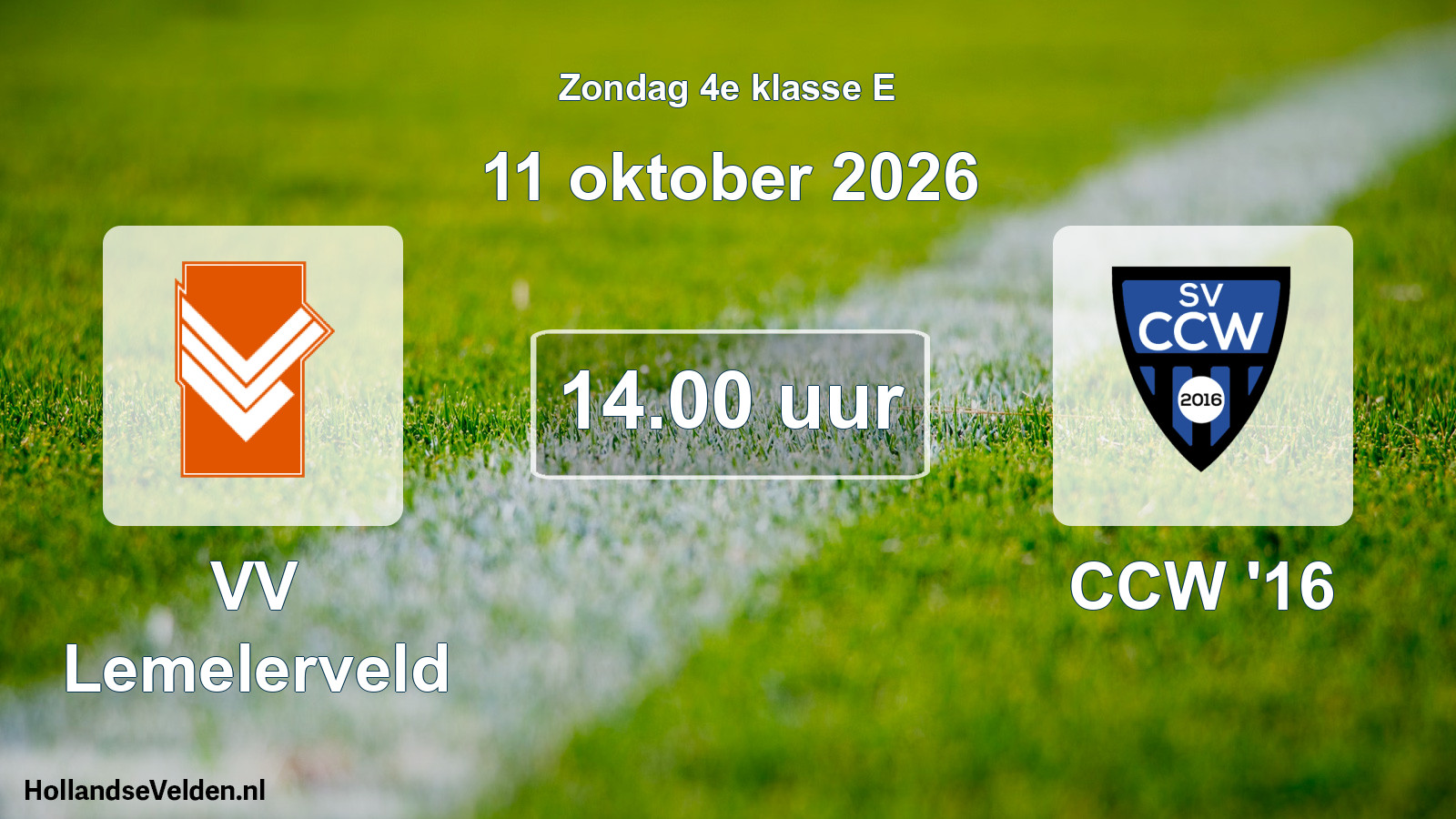 Geplande wedstrijd: VV Lemelerveld - CCW '16 (11 oktober 2026)