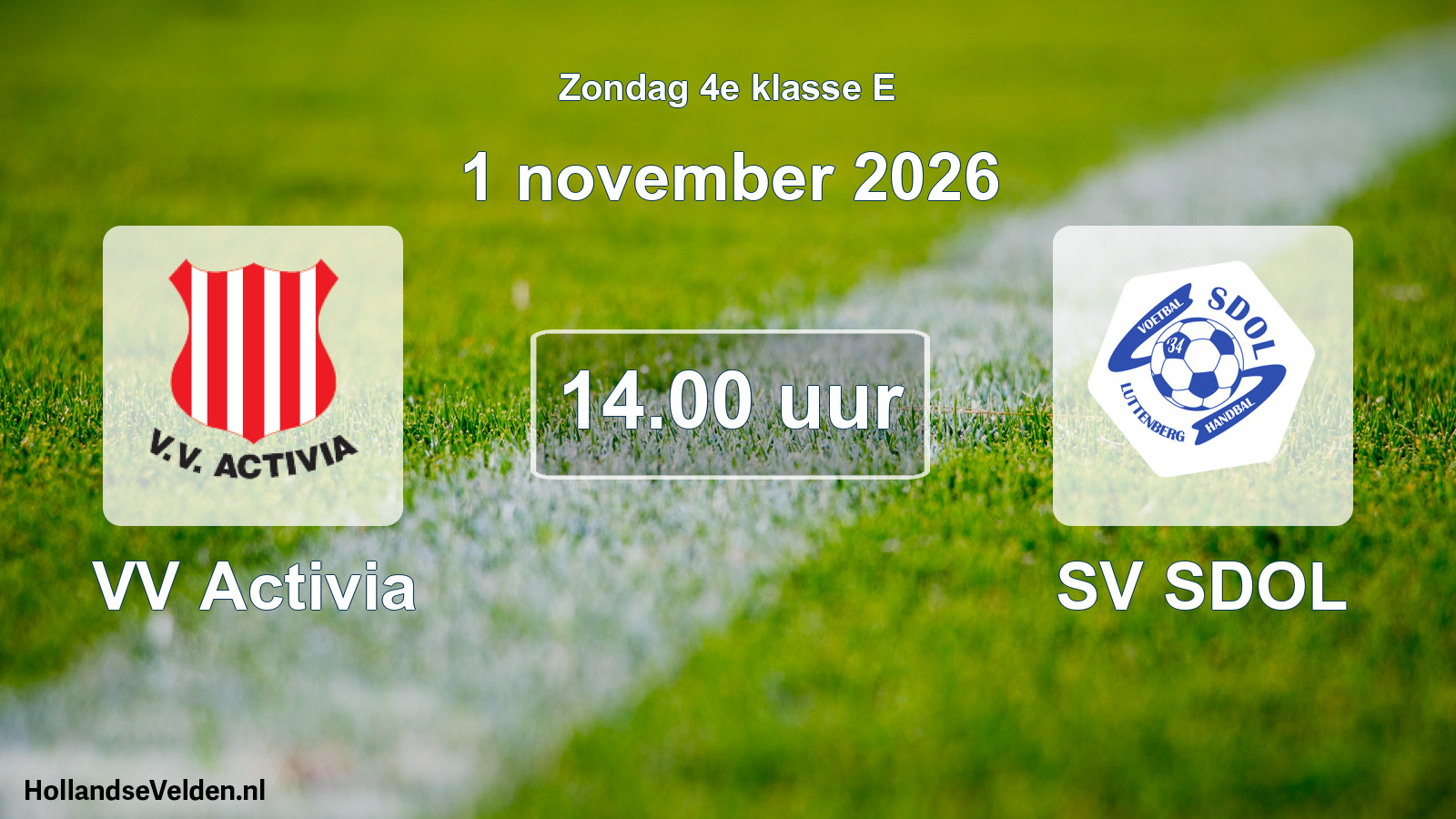 Geplande wedstrijd: VV Activia - SV SDOL (1 november 2026)