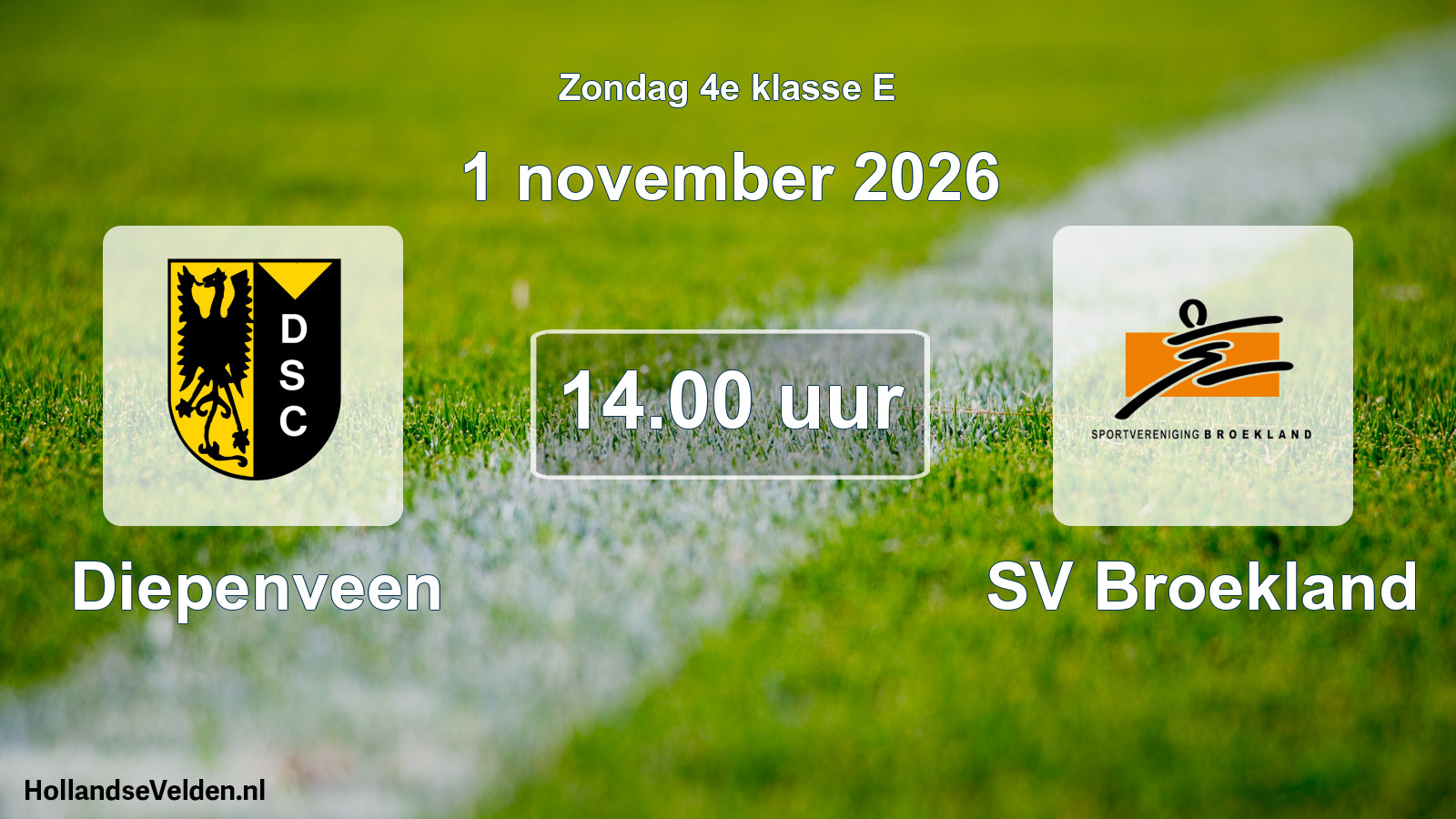 Geplande wedstrijd: Diepenveen - SV Broekland (1 november 2026)
