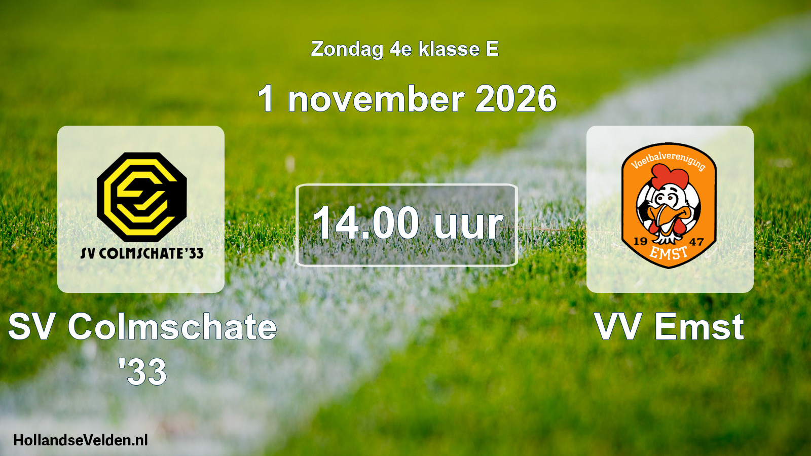 Geplande wedstrijd: SV Colmschate '33 - VV Emst (1 november 2026)