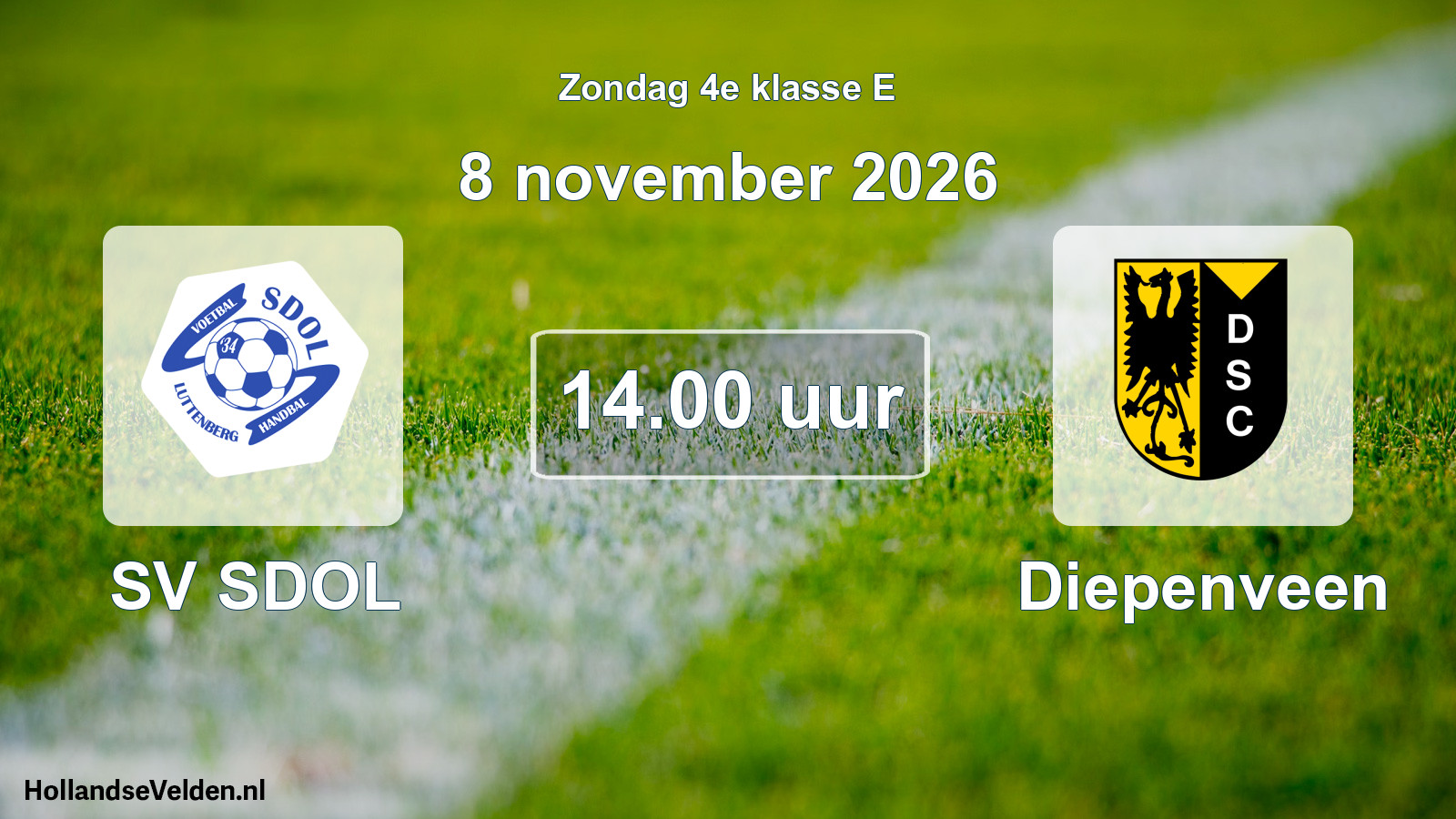 Geplande wedstrijd: SV SDOL - Diepenveen (8 november 2026)