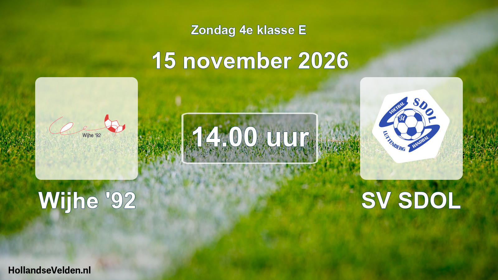 Geplande wedstrijd: Wijhe '92 - SV SDOL (15 november 2026)