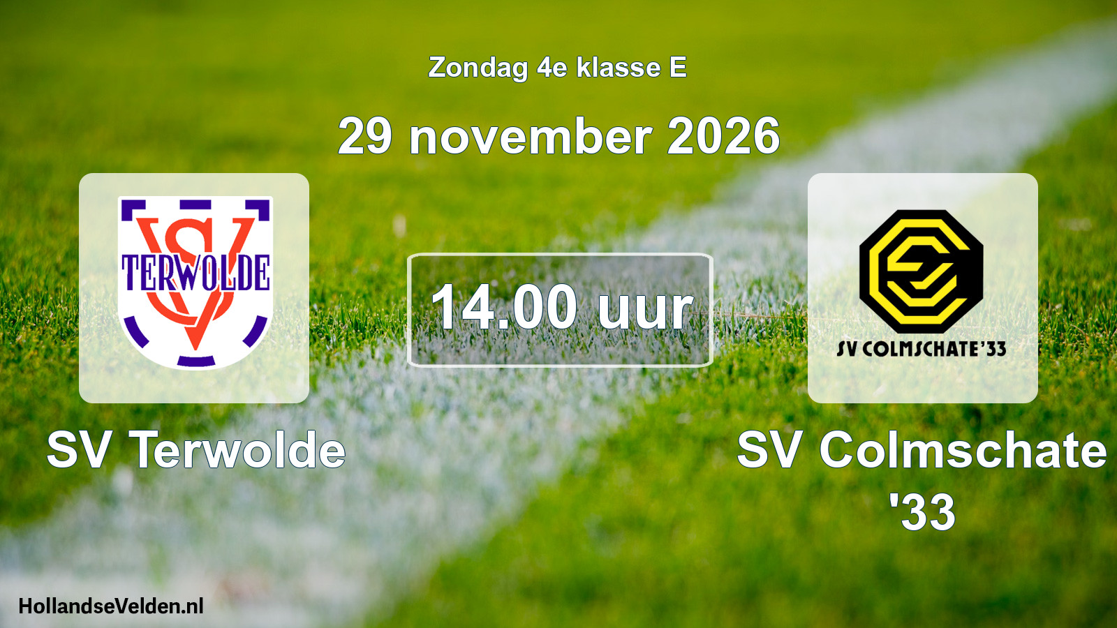 Geplande wedstrijd: SV Terwolde - SV Colmschate '33 (29 november 2026)