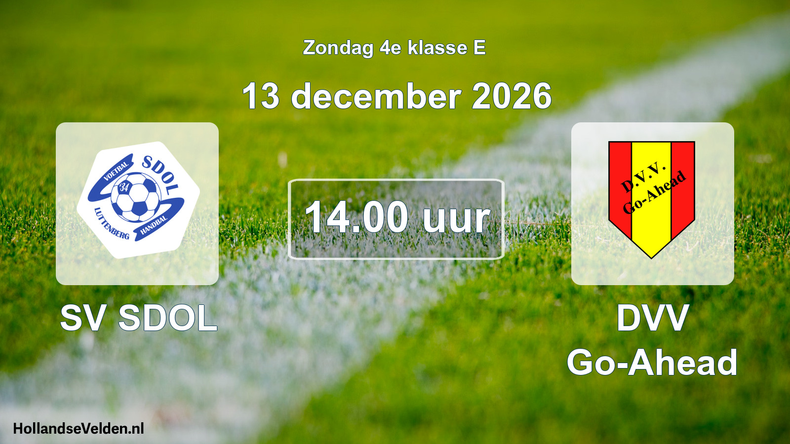 Geplande wedstrijd: SV SDOL - DVV Go-Ahead (13 december 2026)