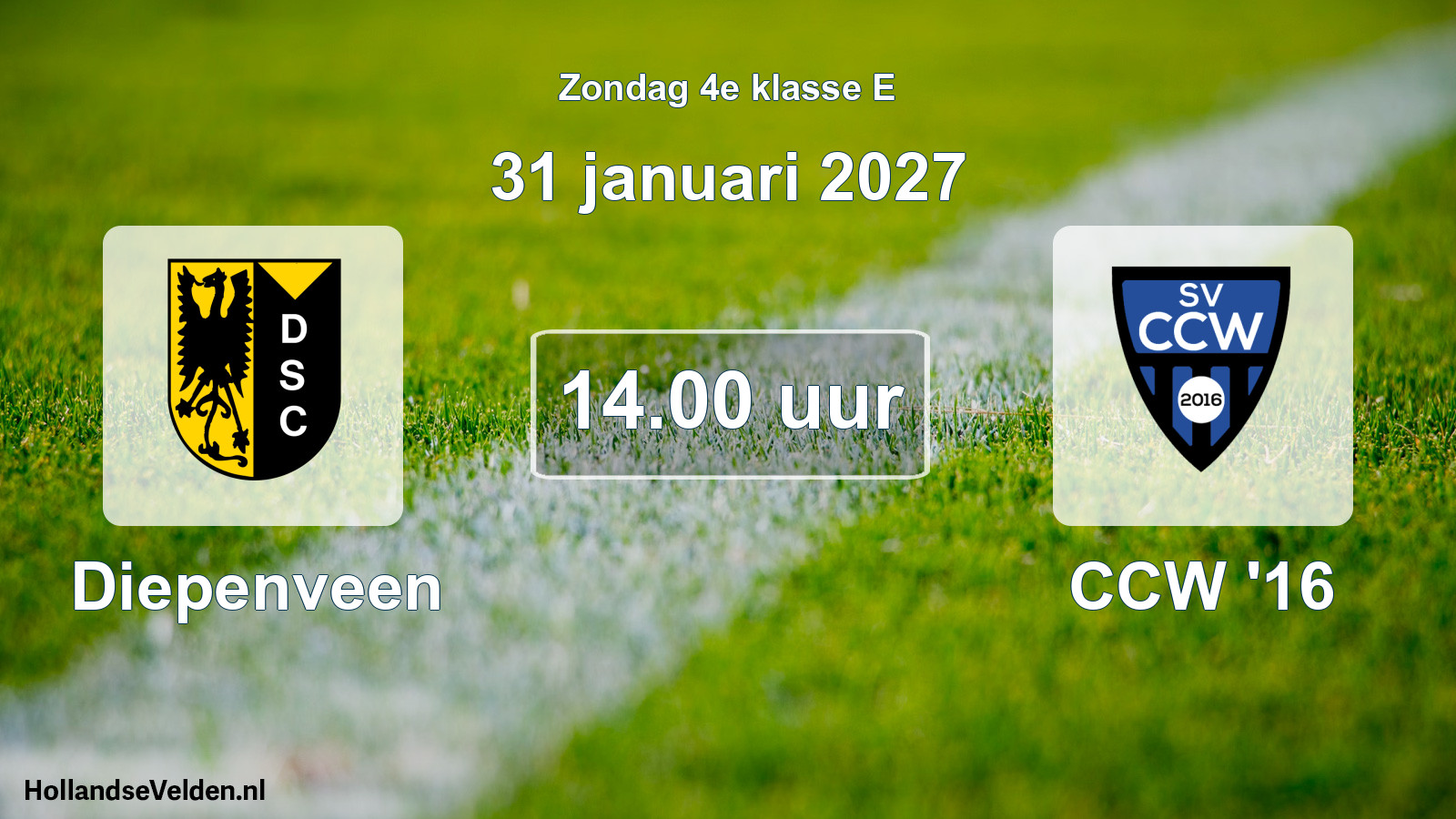 Geplande wedstrijd: Diepenveen - CCW '16 (31 januari 2027)