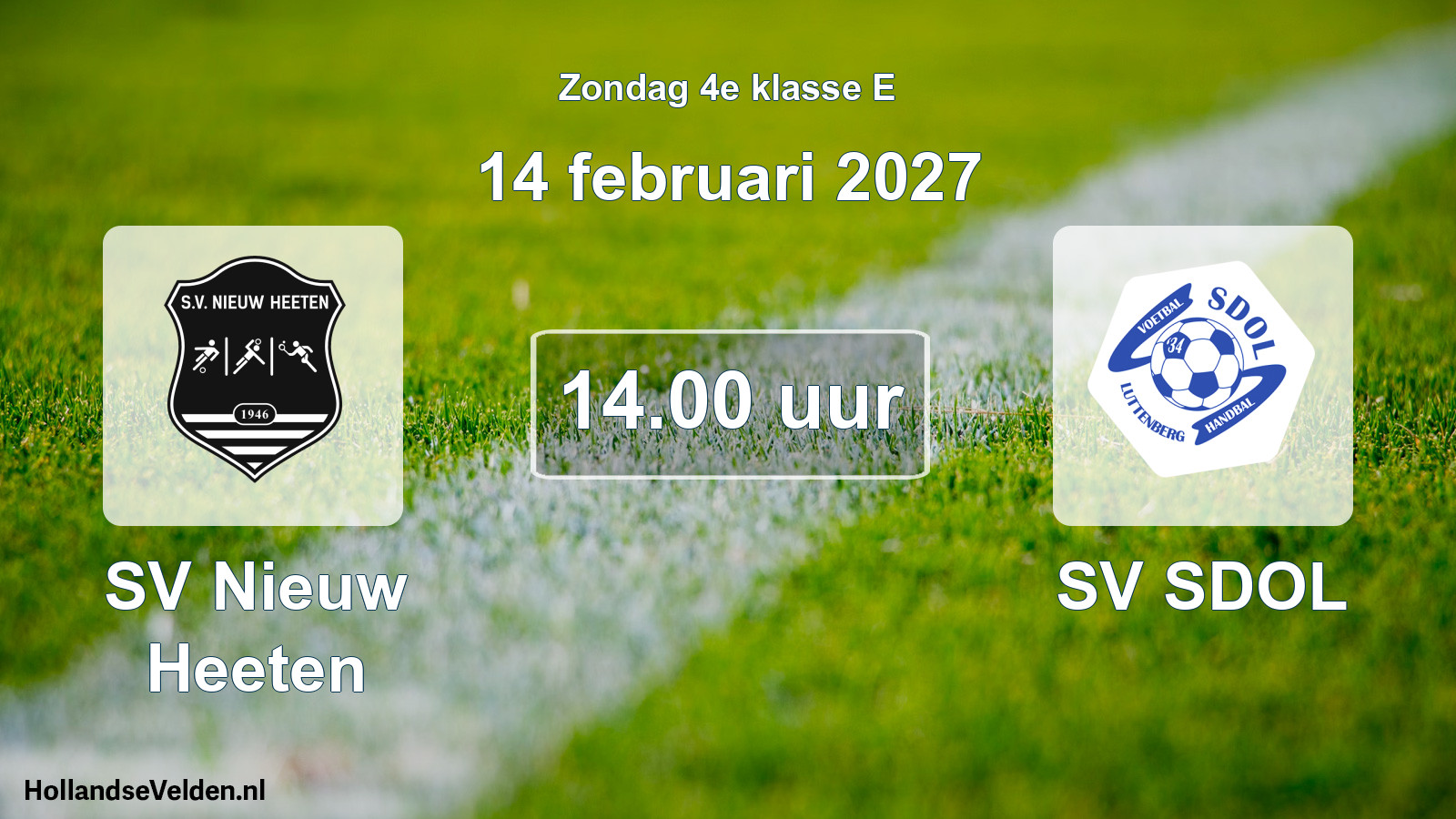 Geplande wedstrijd: SV Nieuw Heeten - SV SDOL (14 februari 2027)