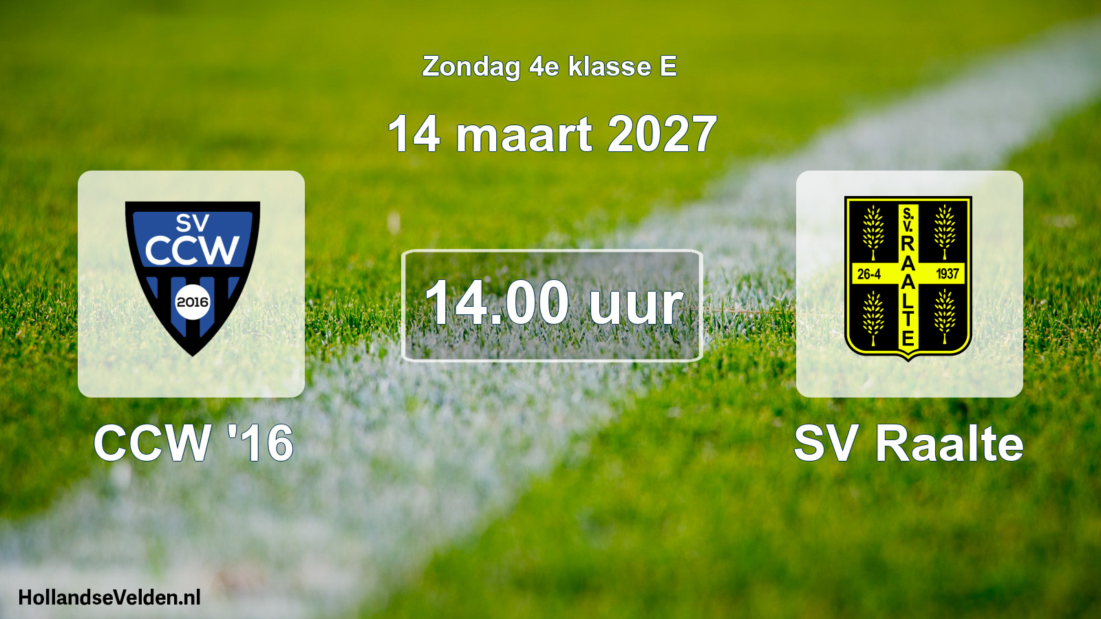 Geplande wedstrijd: CCW '16 - SV Raalte (14 maart 2027)