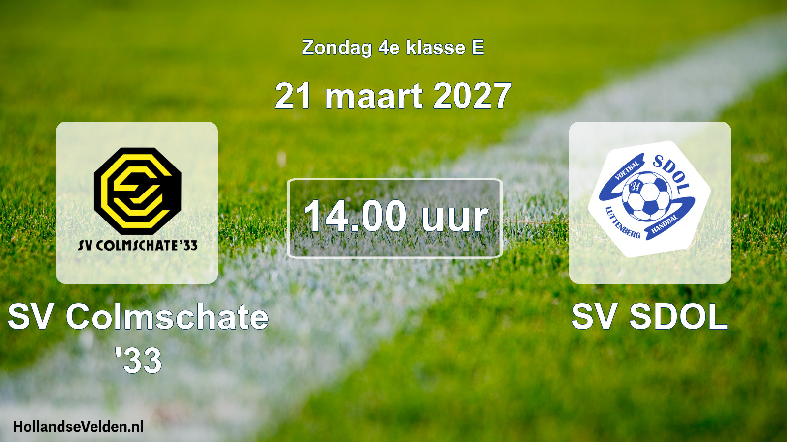 Geplande wedstrijd: SV Colmschate '33 - SV SDOL (21 maart 2027)