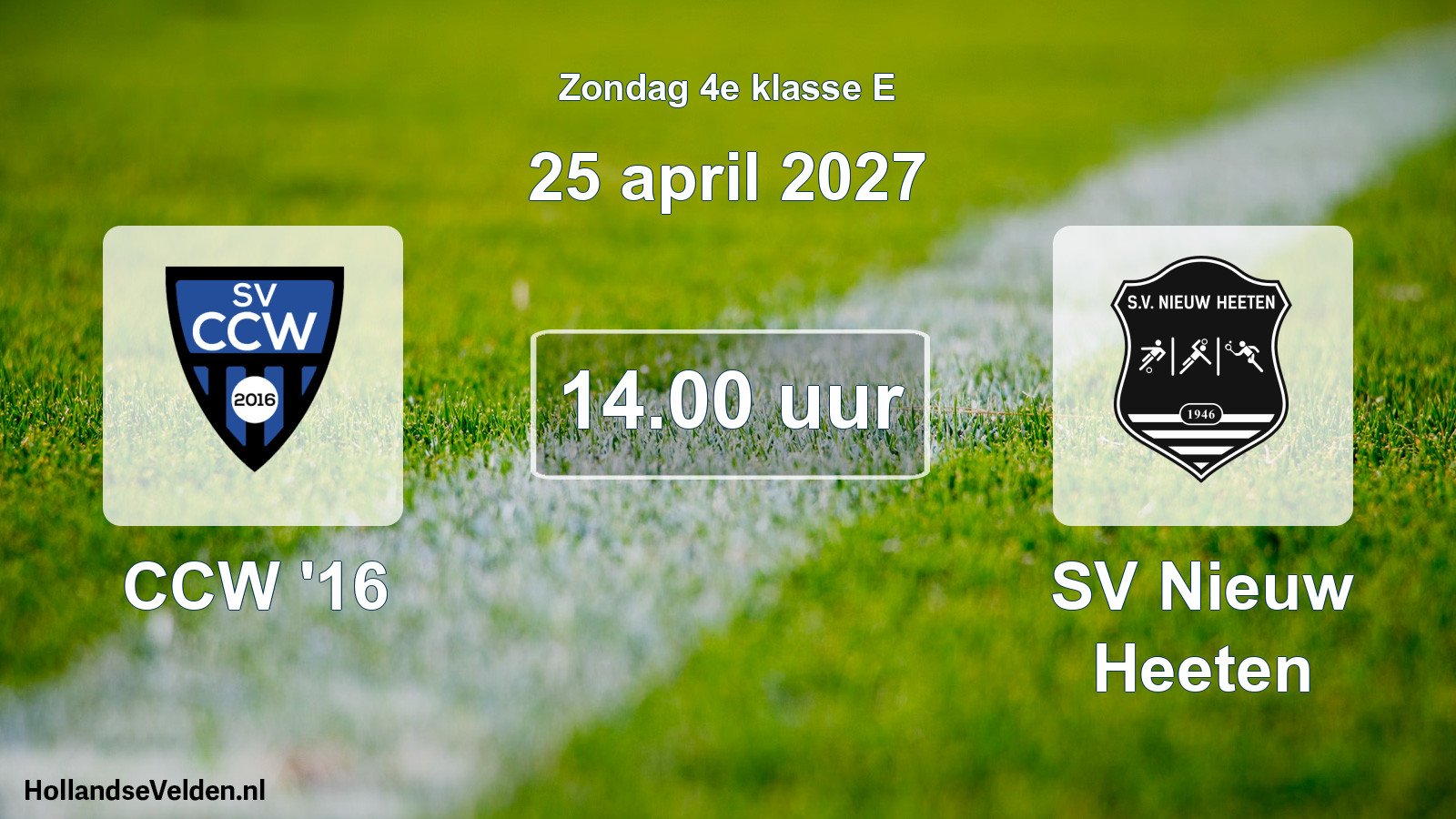 Geplande wedstrijd: CCW '16 - SV Nieuw Heeten (25 april 2027)