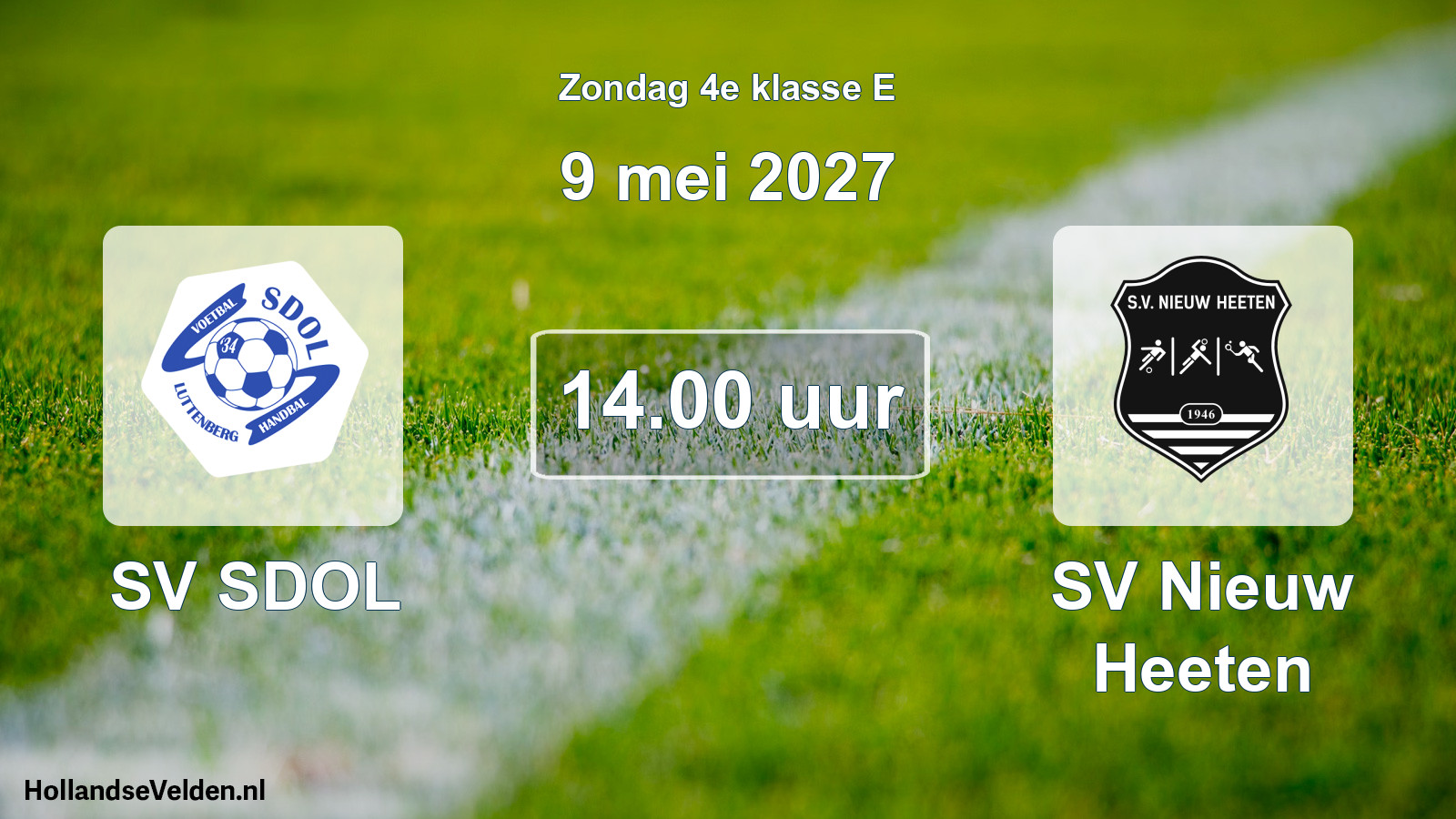 Geplande wedstrijd: SV SDOL - SV Nieuw Heeten (9 mei 2027)