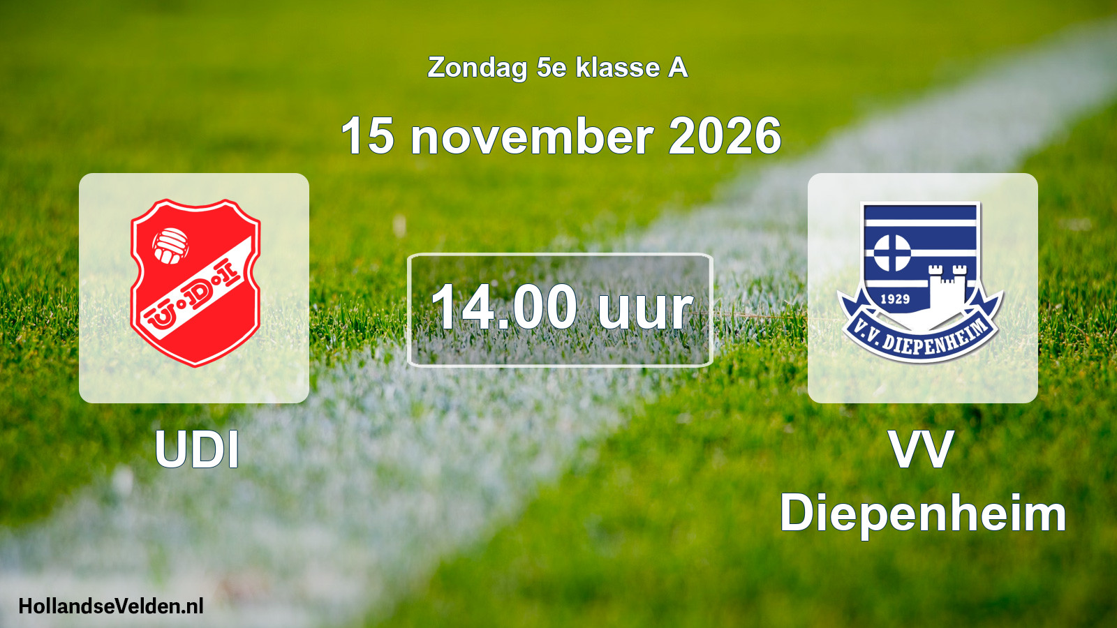 Geplande wedstrijd: UDI - VV Diepenheim (15 november 2026)