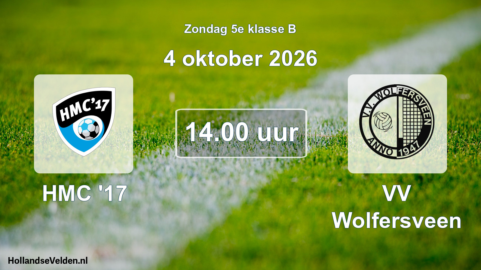 Geplande wedstrijd: HMC '17 - VV Wolfersveen (4 oktober 2026)