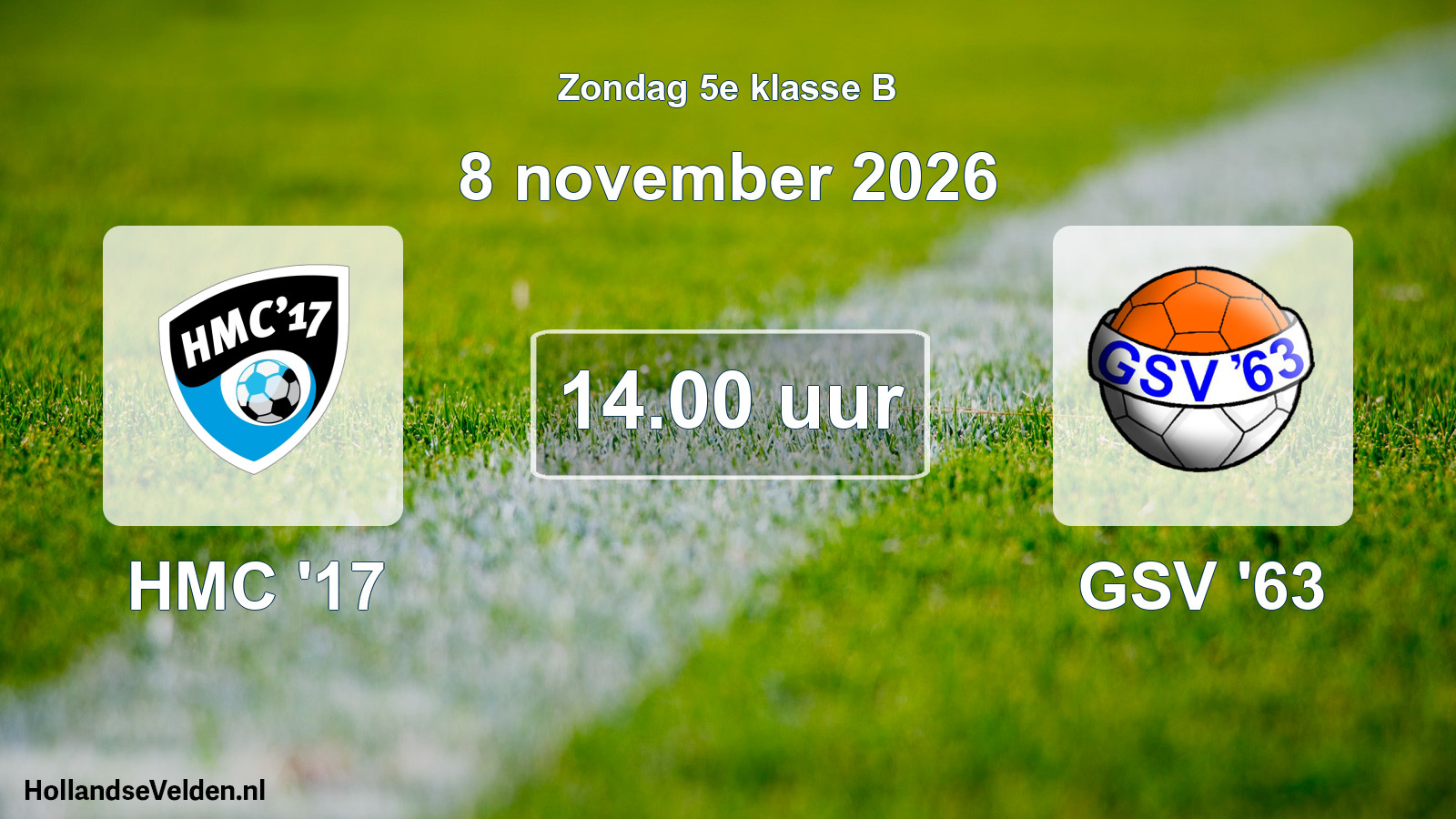 Geplande wedstrijd: HMC '17 - GSV '63 (8 november 2026)