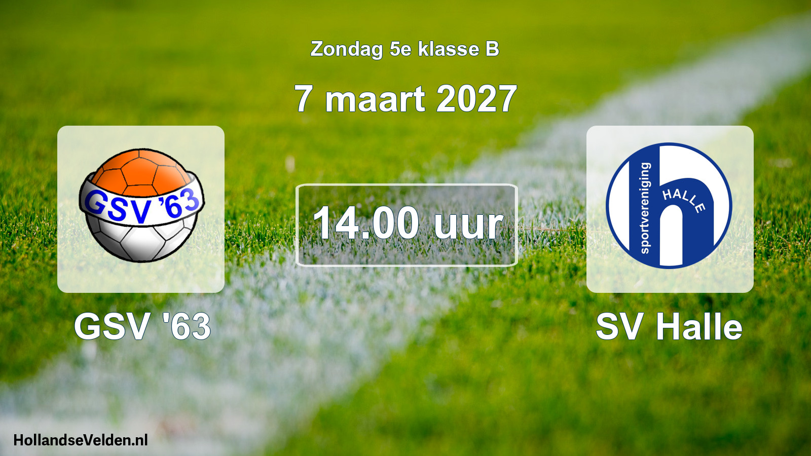 Geplande wedstrijd: GSV '63 - SV Halle (7 maart 2027)