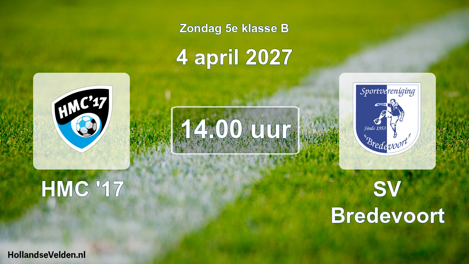 Geplande wedstrijd: HMC '17 - SV Bredevoort (4 april 2027)