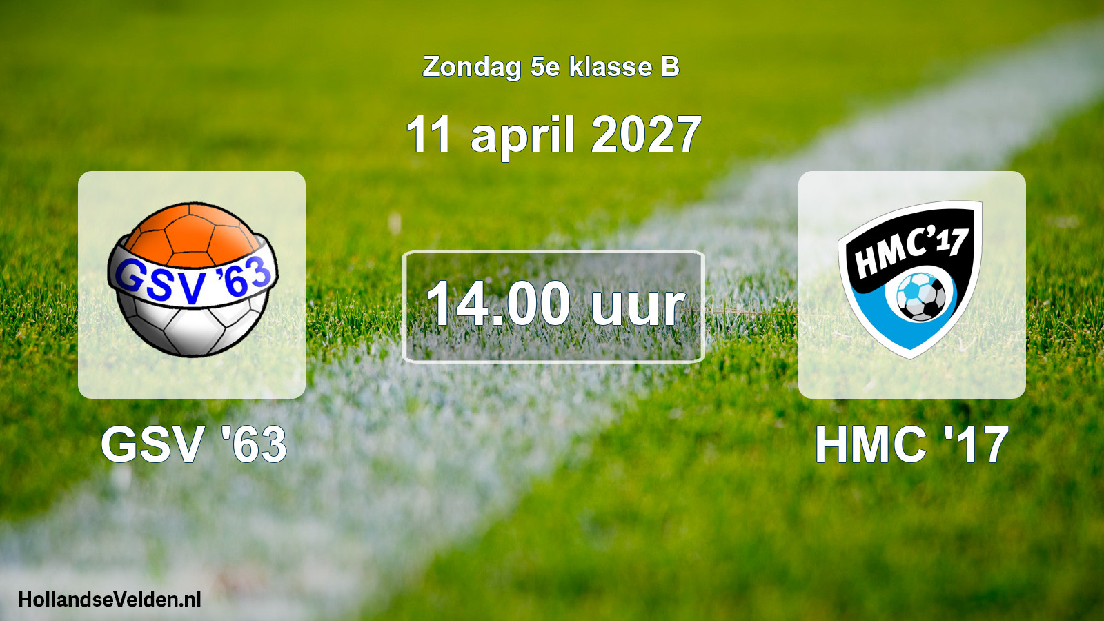 Geplande wedstrijd: GSV '63 - HMC '17 (11 april 2027)