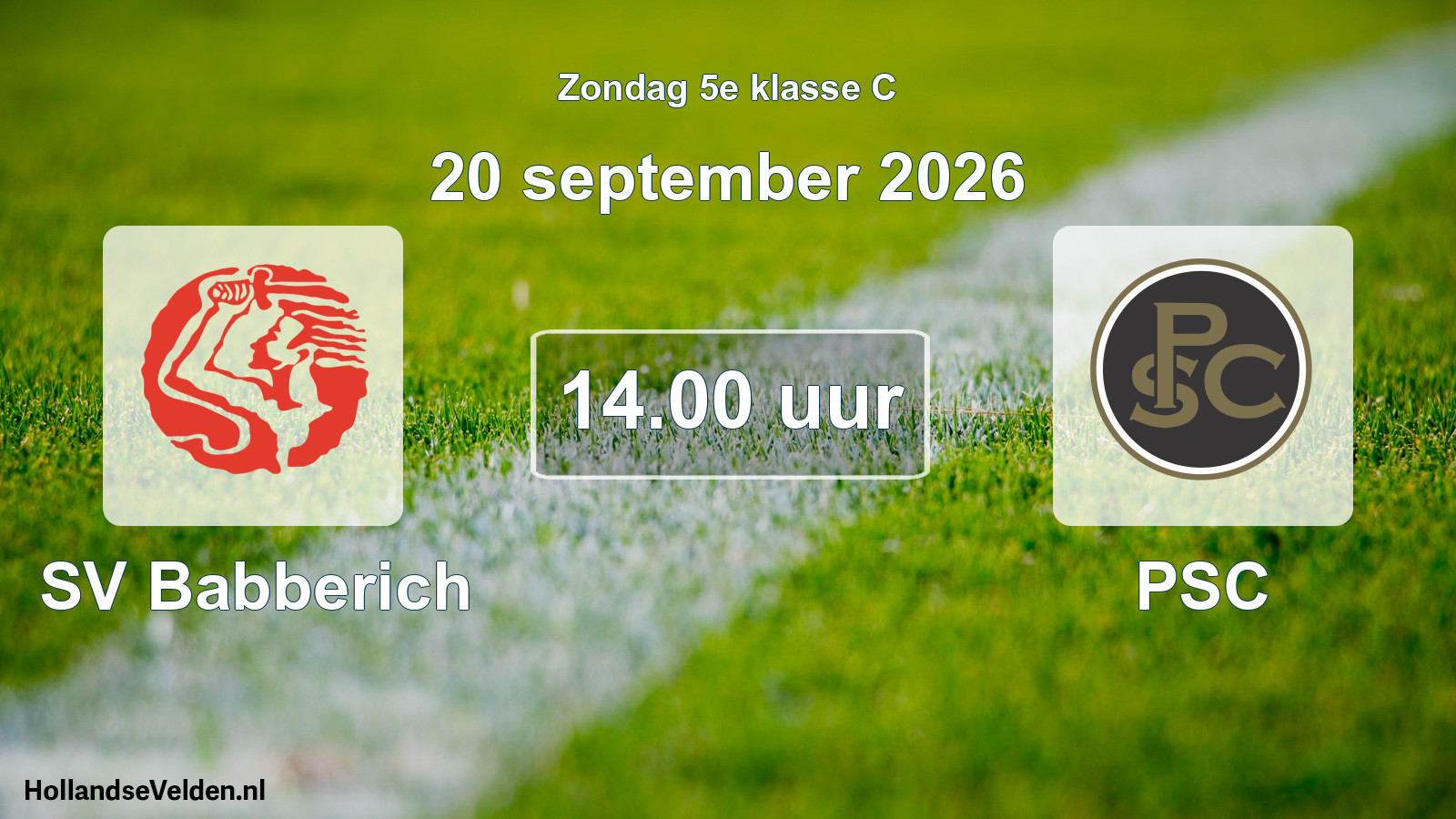 Geplande wedstrijd: SV Babberich - PSC (20 september 2026)