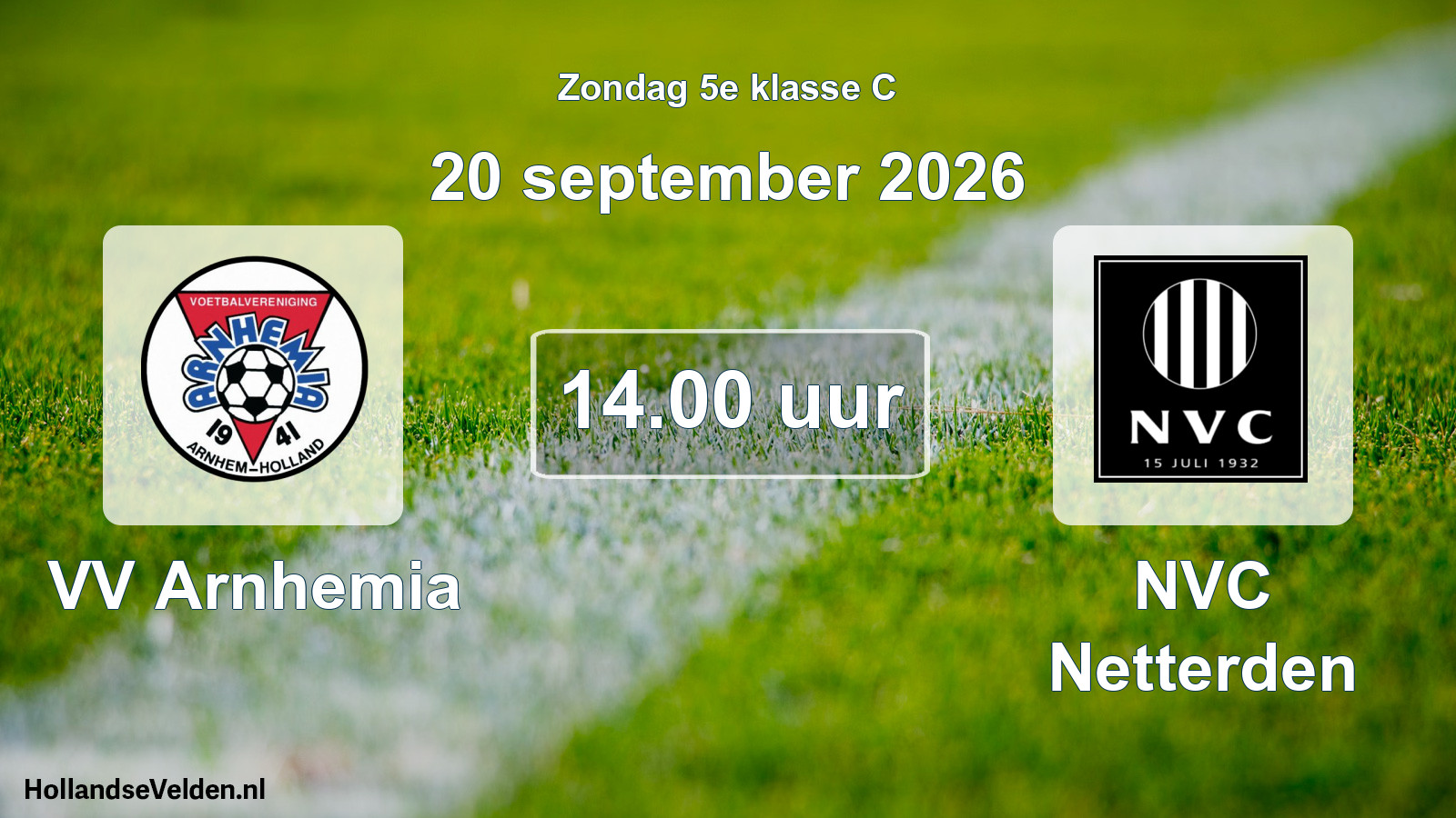 Geplande wedstrijd: VV Arnhemia - NVC Netterden (20 september 2026)