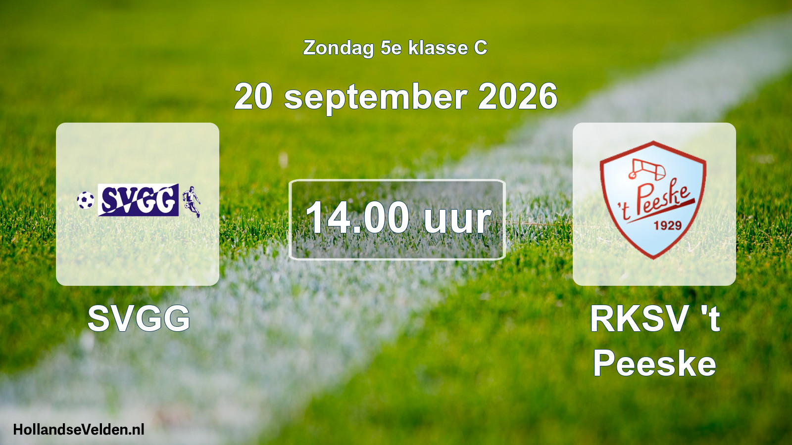 Geplande wedstrijd: SVGG - RKSV 't Peeske (20 september 2026)