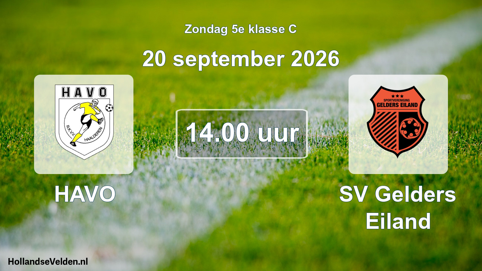 Geplande wedstrijd: HAVO - SV Gelders Eiland (20 september 2026)