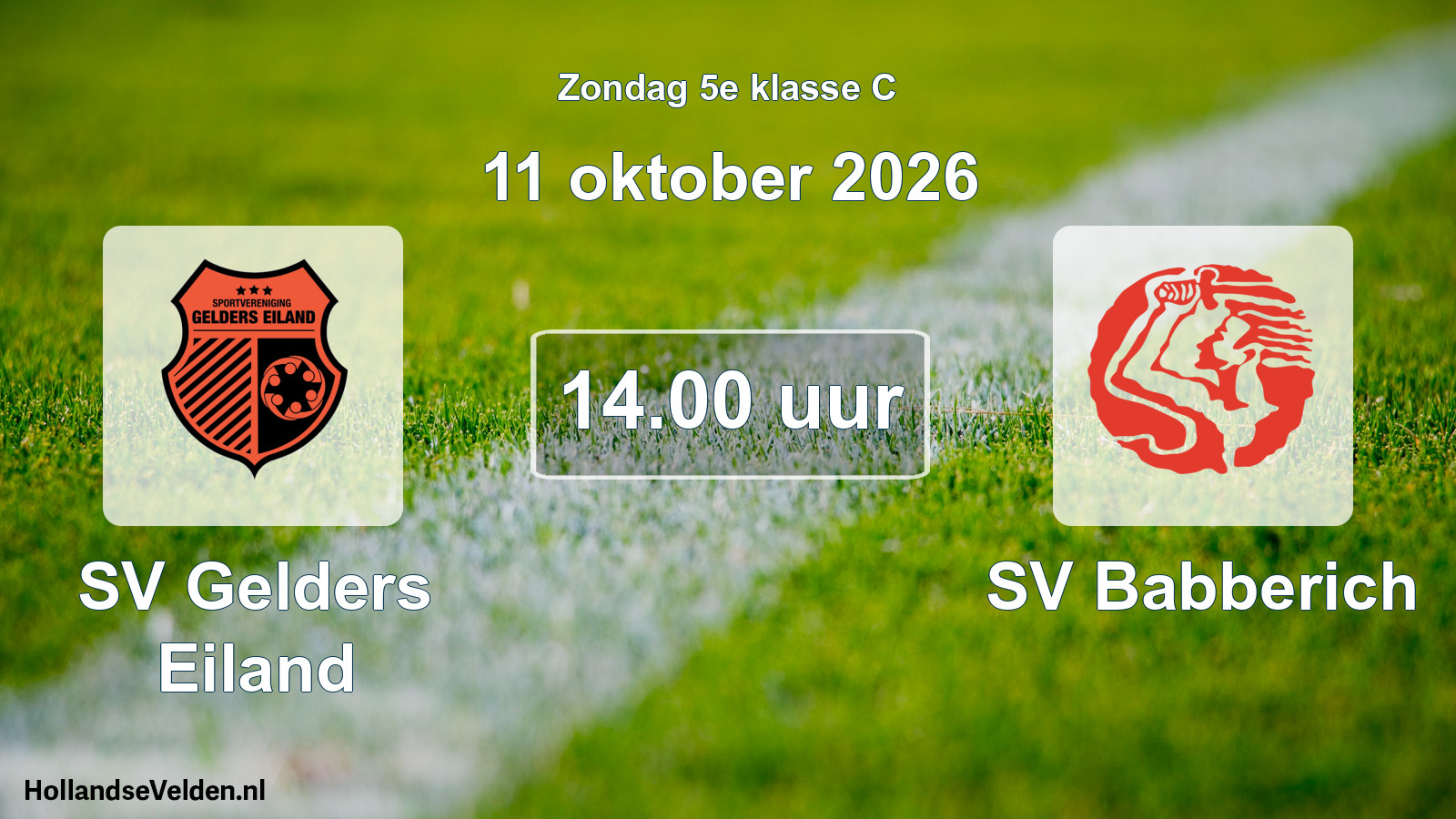 Geplande wedstrijd: SV Gelders Eiland - SV Babberich (11 oktober 2026)
