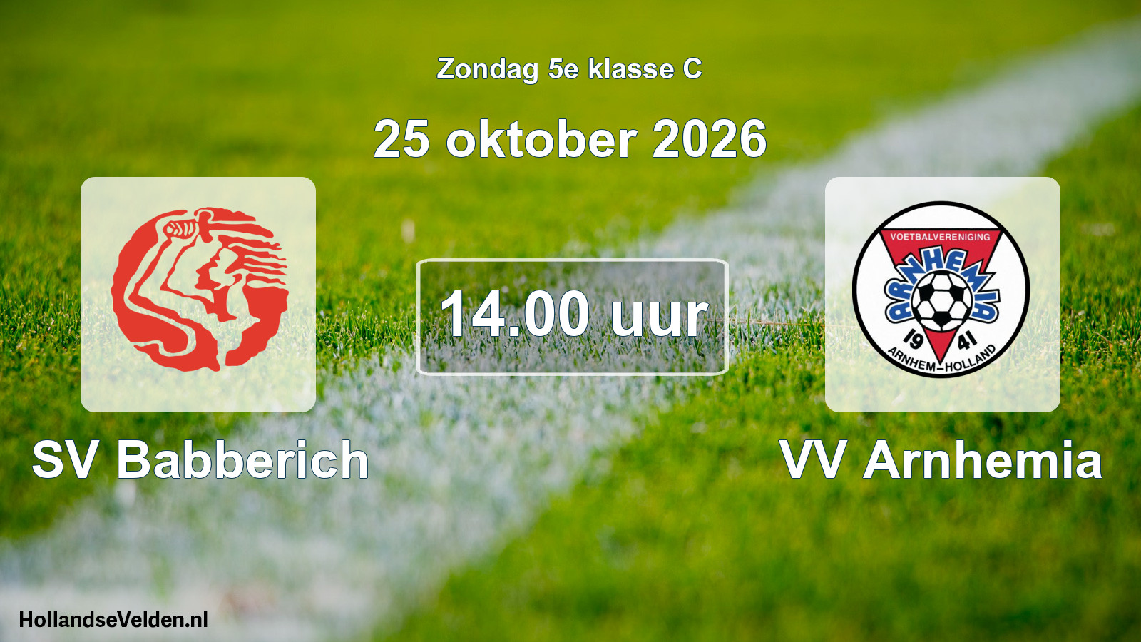 Geplande wedstrijd: SV Babberich - VV Arnhemia (25 oktober 2026)