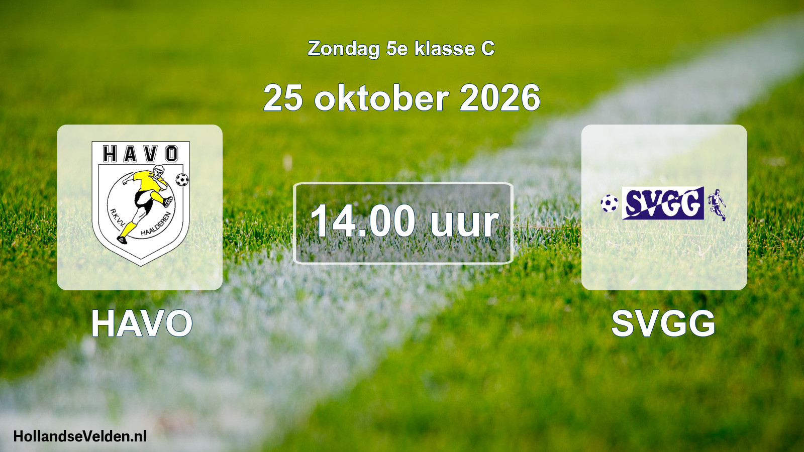 Geplande wedstrijd: HAVO - SVGG (25 oktober 2026)