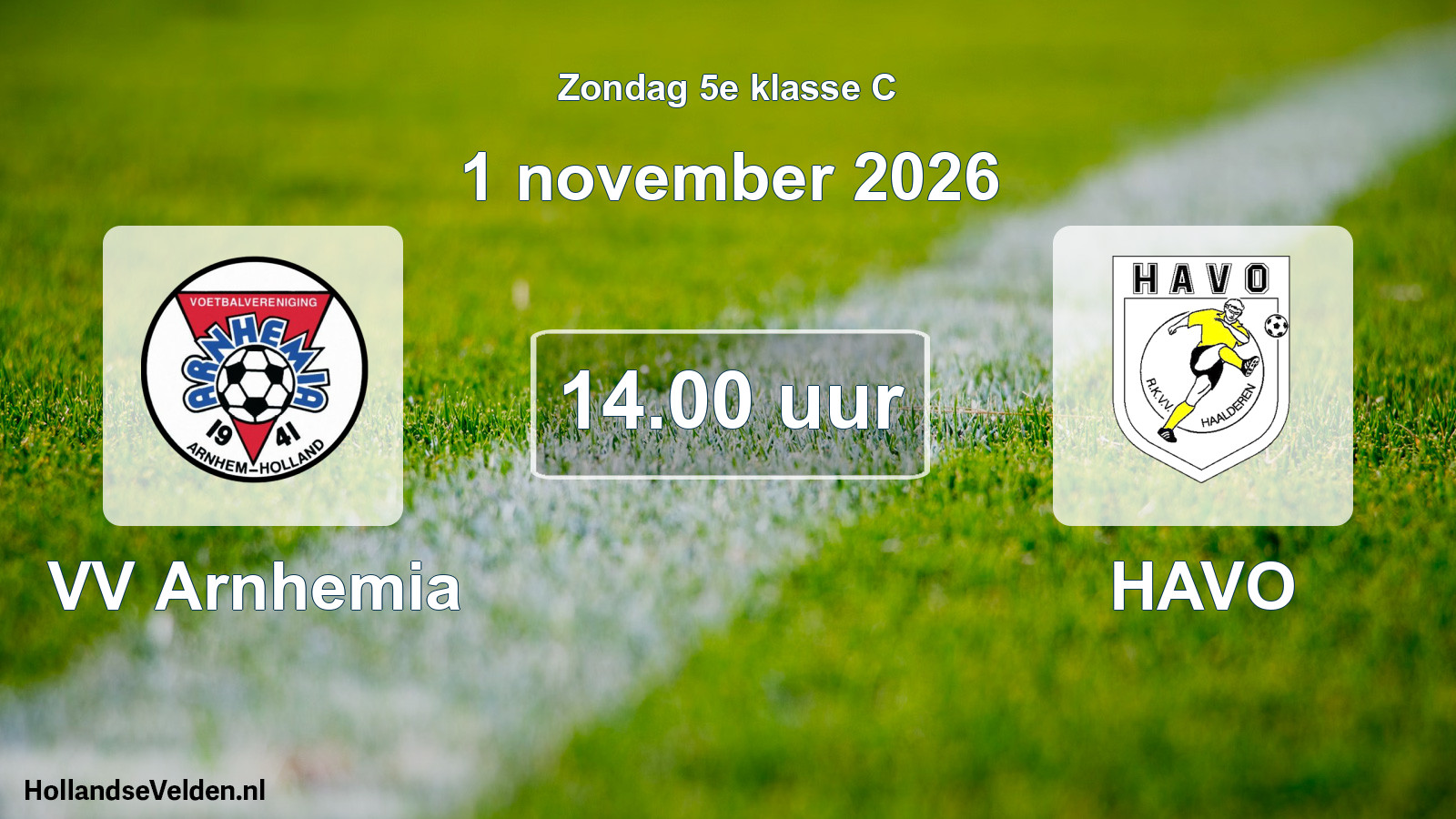 Geplande wedstrijd: VV Arnhemia - HAVO (1 november 2026)