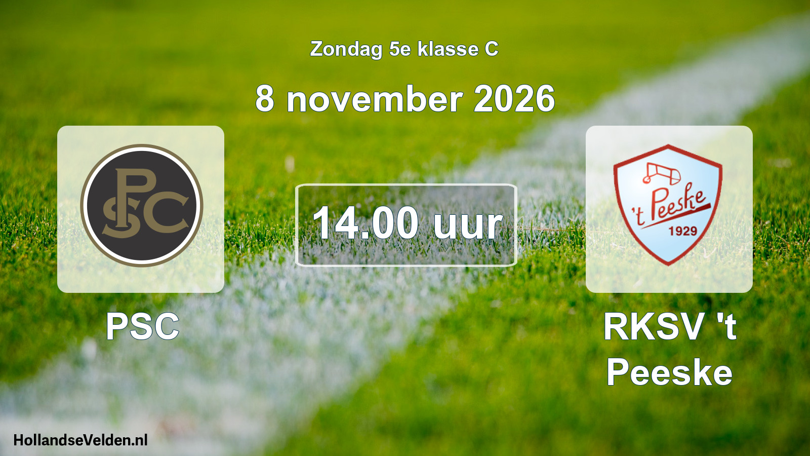 Geplande wedstrijd: PSC - RKSV 't Peeske (8 november 2026)