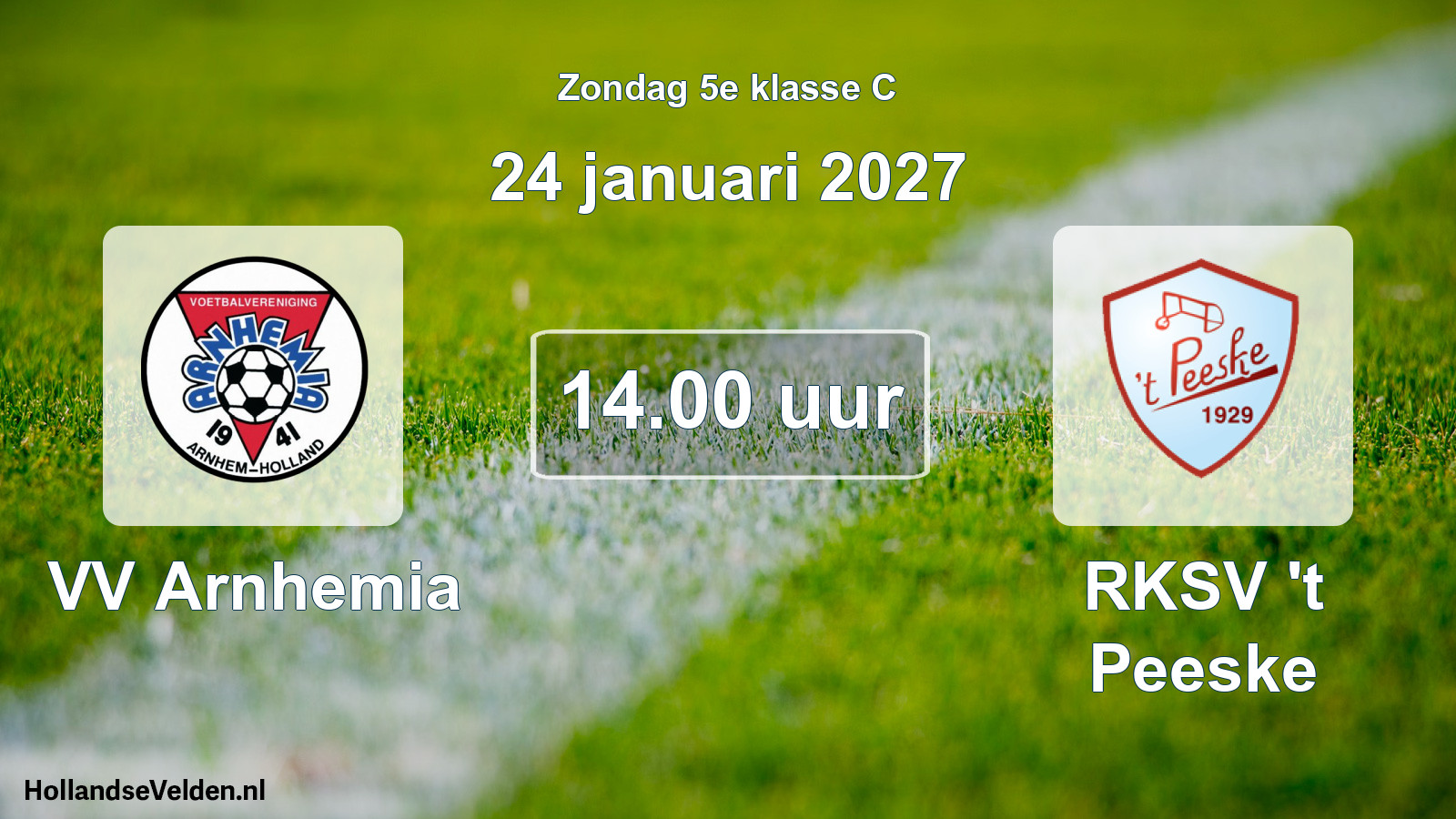 Geplande wedstrijd: VV Arnhemia - RKSV 't Peeske (24 januari 2027)