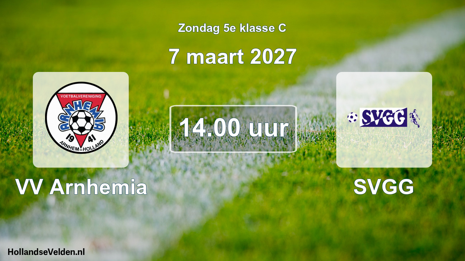 Geplande wedstrijd: VV Arnhemia - SVGG (7 maart 2027)