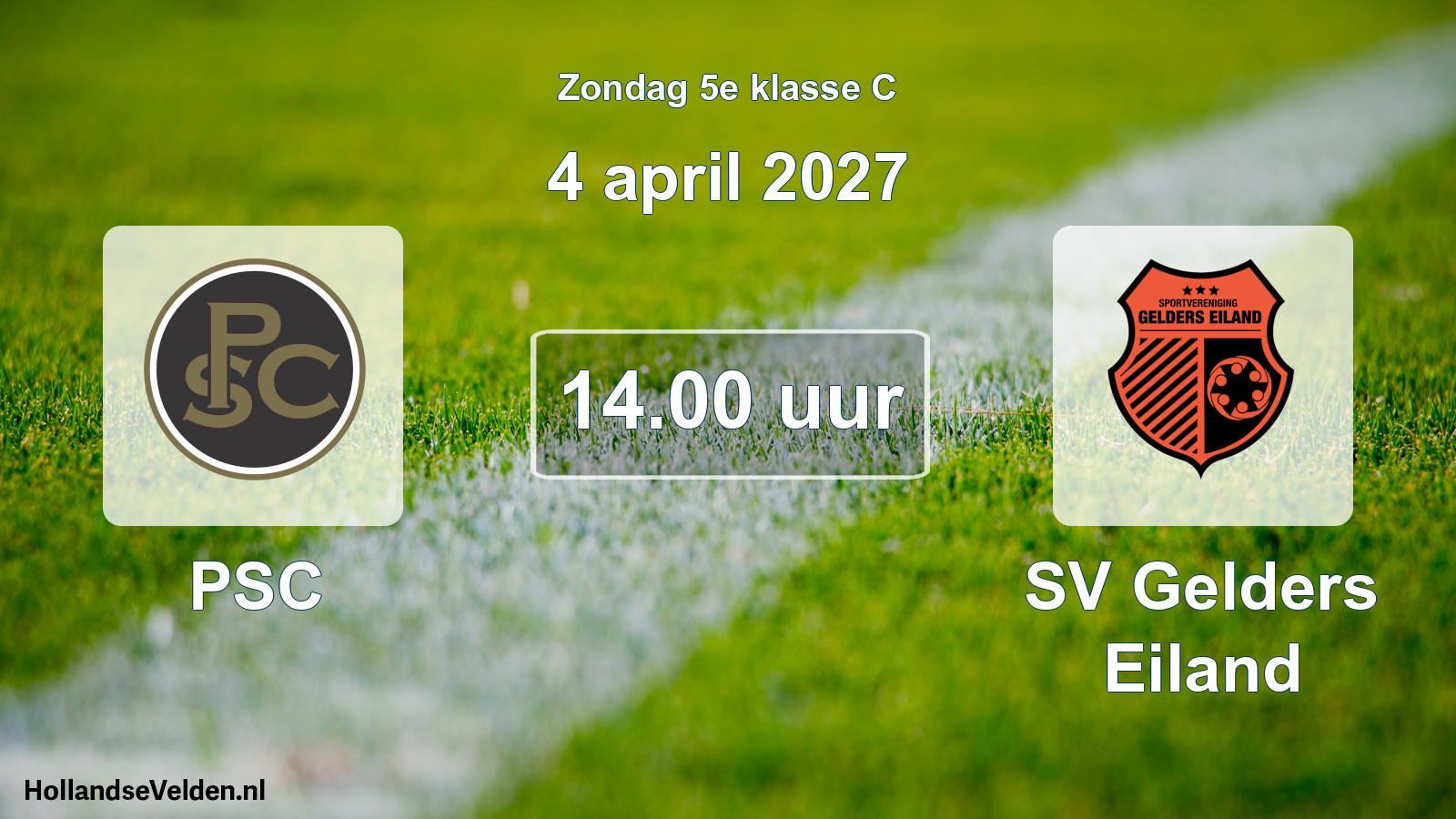 Geplande wedstrijd: PSC - SV Gelders Eiland (4 april 2027)